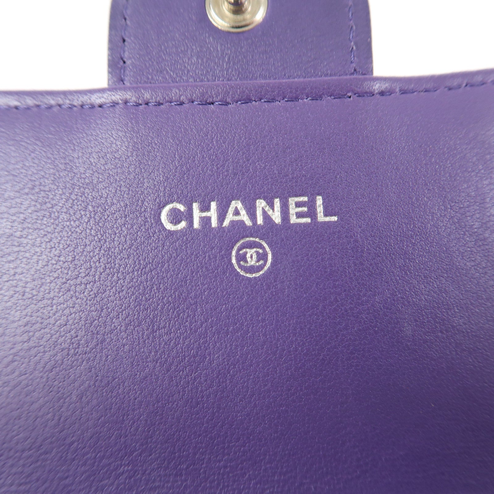 CHANEL 菱格牛皮皮革Wallet銀扣長錢包紫色