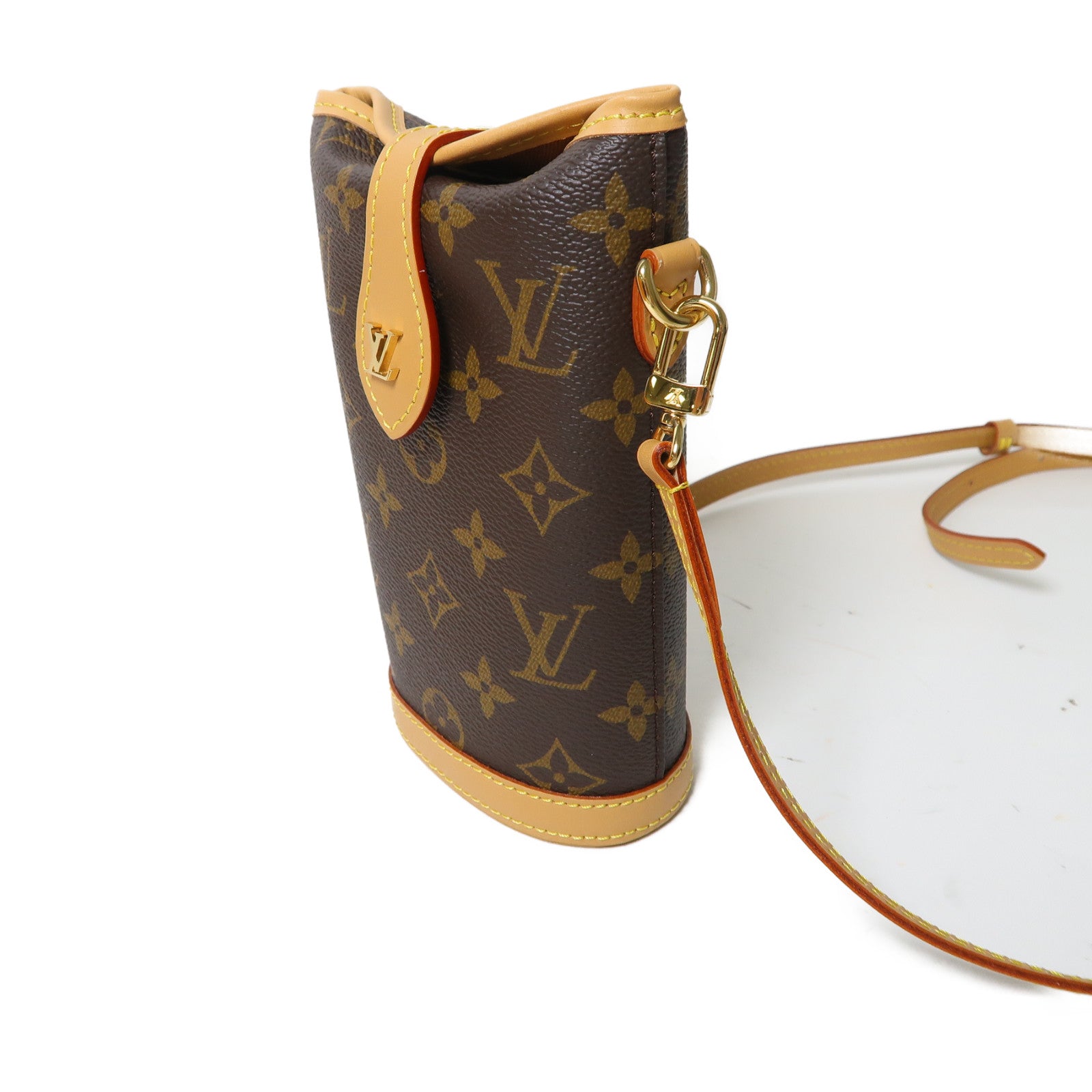 LOUIS VUITTON Monogram Fold Me Pouch金扣肩背袋啡色