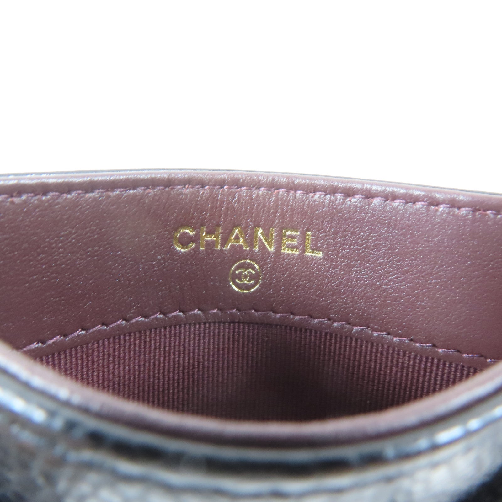 CHANEL 菱格Caviar皮革Card Case金扣卡片套黑色