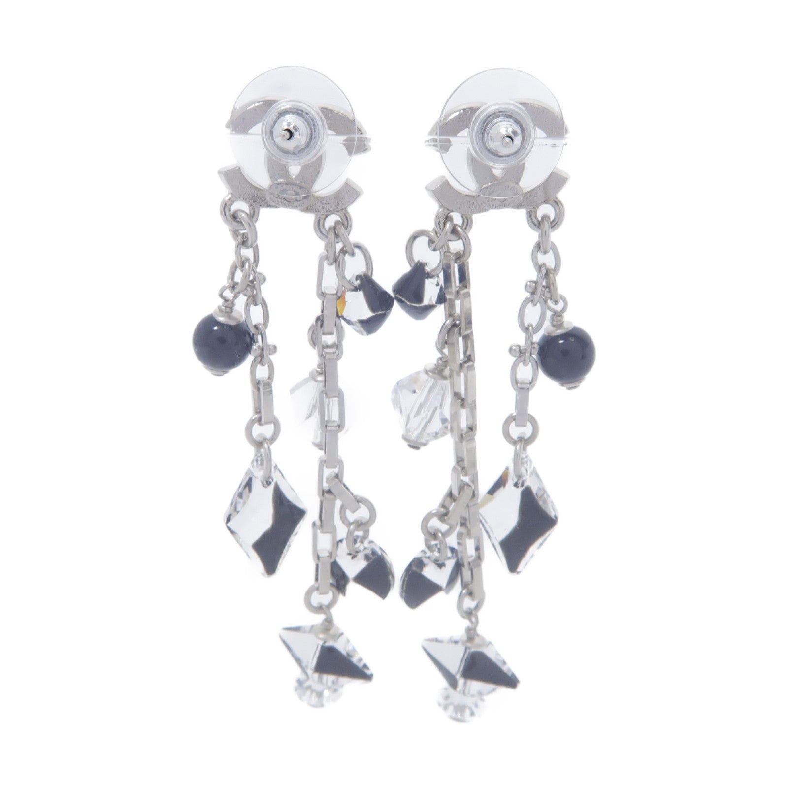 CHANEL 【激減優惠】PVC/金屬Earring耳環銀色/黑色/透明