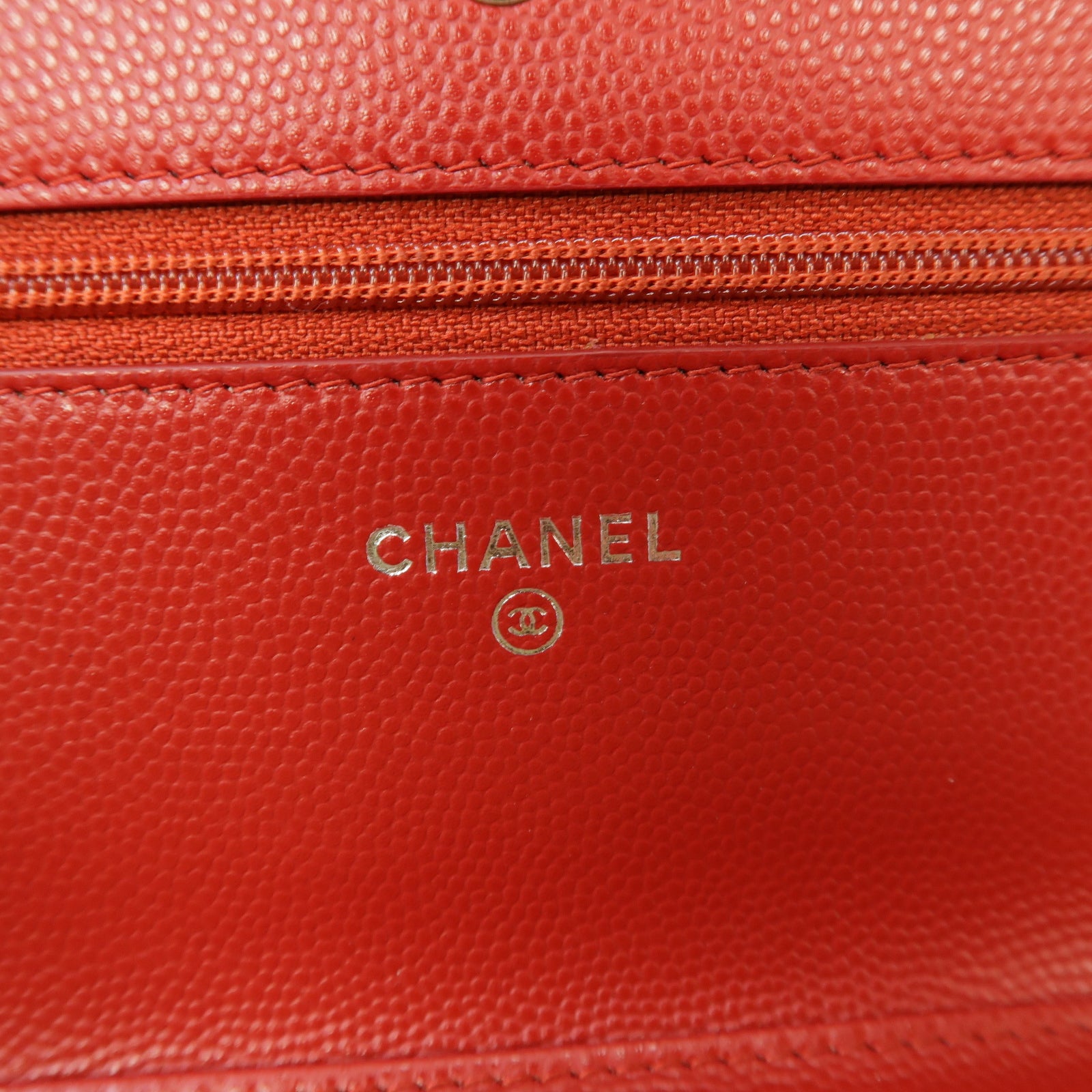 CHANEL 【激減優惠】斜紋牛皮皮革Wallet On Chain Shoulder Bag銀扣肩背袋紅色