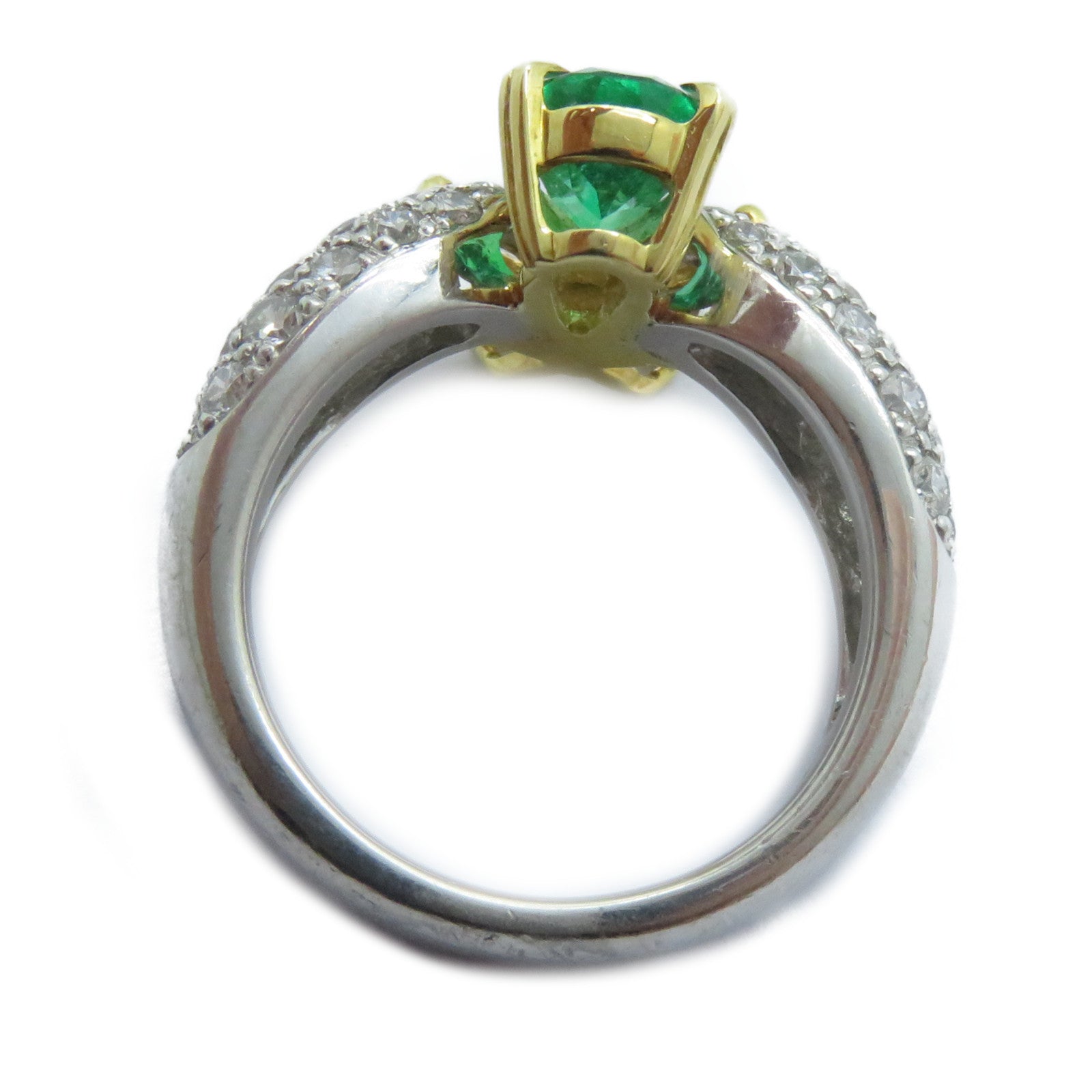 JEWELRY 【激減優惠】PT900鉑金/18K黃金Emerald Diamond Ring 0.92ct綠寶石/1.06ct鑽石戒指US#6.25