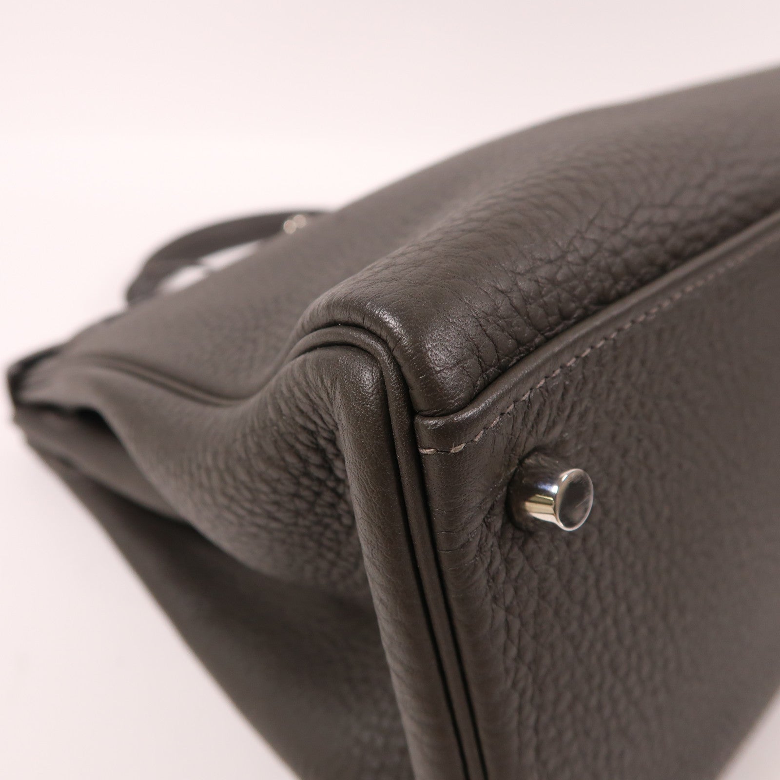 HERMES Clemence皮革Kelly 35銀扣手挽肩背兩用袋石墨灰色