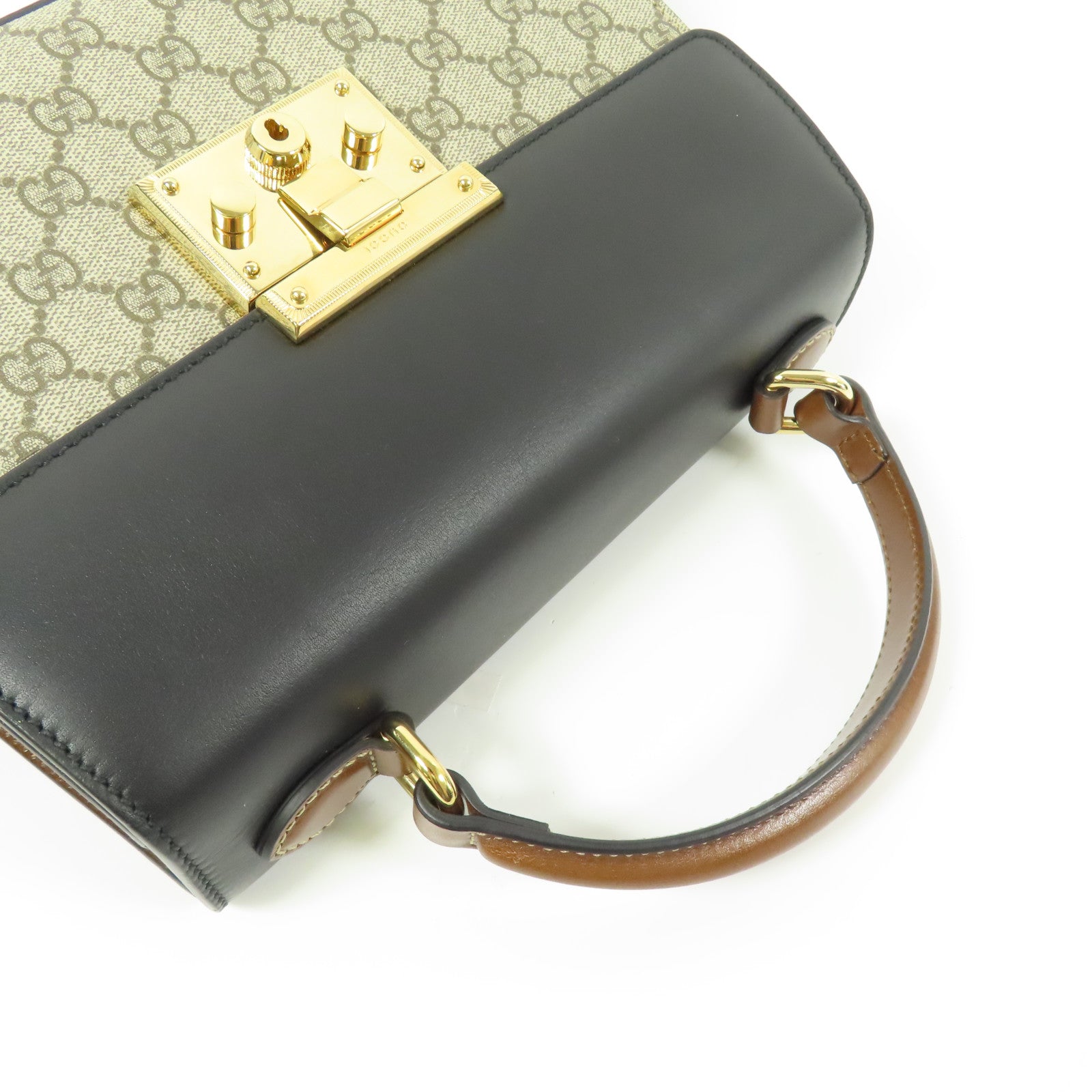 GUCCI GG GHW Padlock GG 2way Shoulder Bag Handbag Coated Canvas Brown