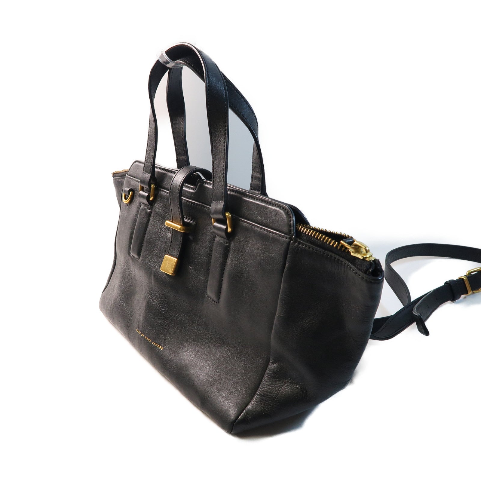 MARC BY MARC JACOBS 【激減優惠】牛皮皮革2 Way Bag金扣肩背袋黑色