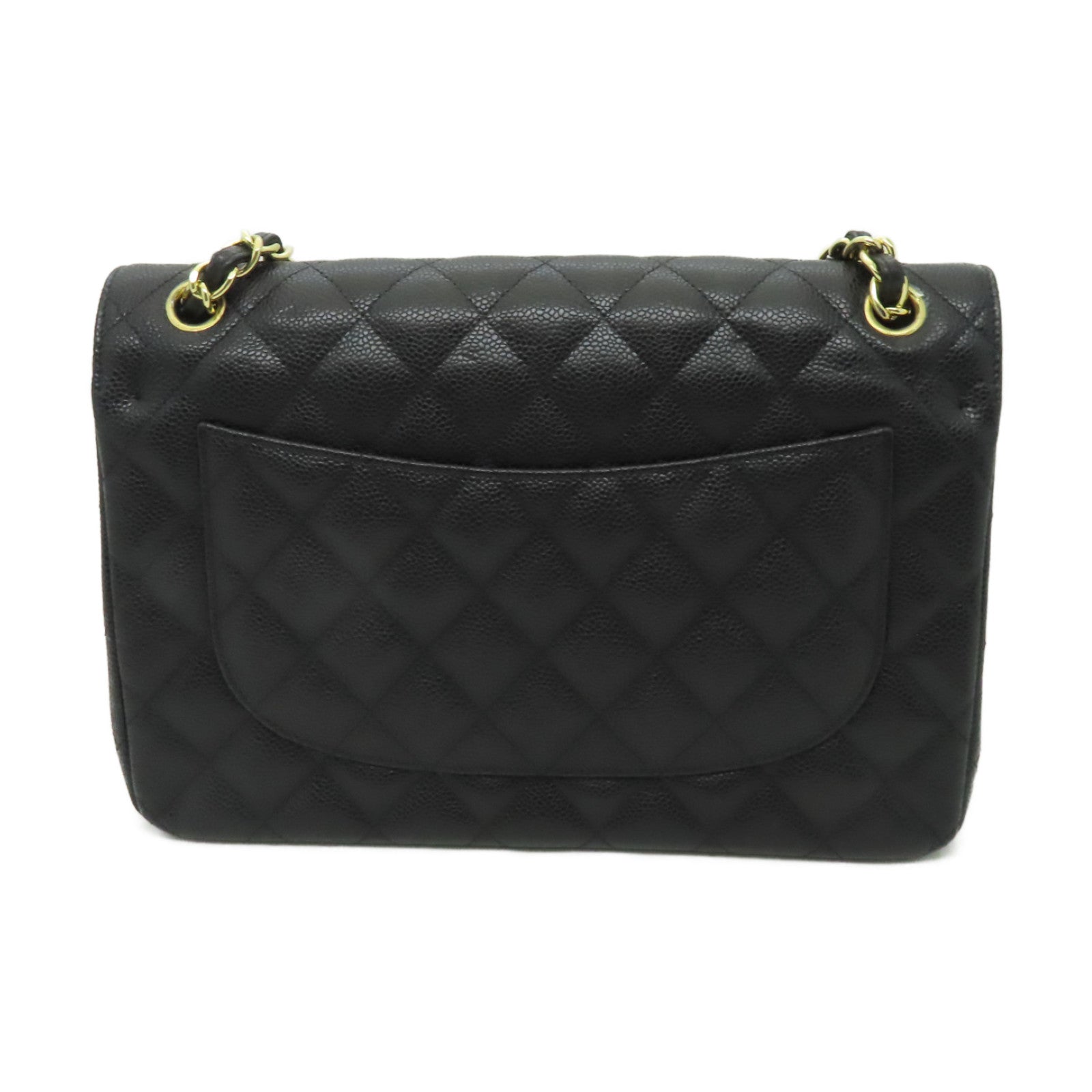CHANEL 【激減優惠】菱格Caviar皮革Classic Jumbo銀扣鏈帶肩背袋黒色