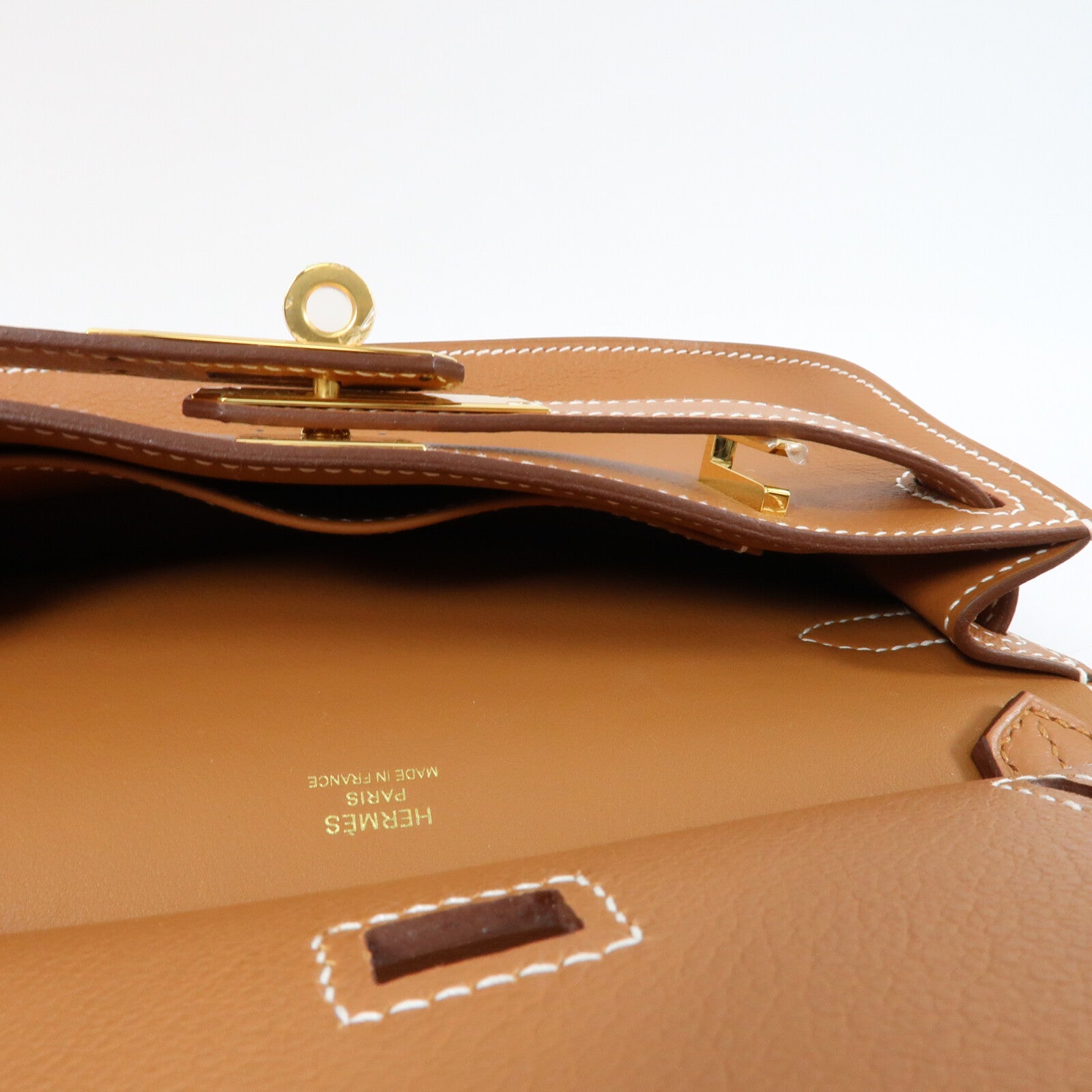 HERMES Evercolor皮革Mini Jypsiere金扣肩背袋Gold