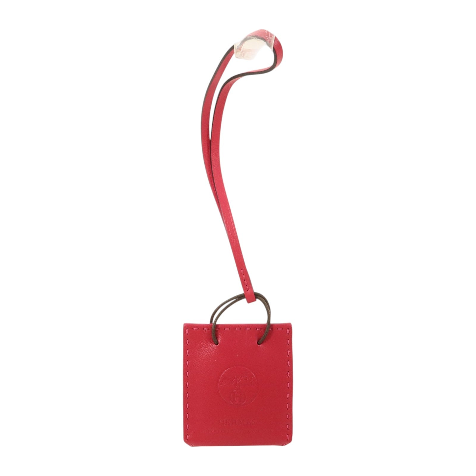 HERMES Milo皮革Sac Orange Bag Charm掛飾Rose Mexico