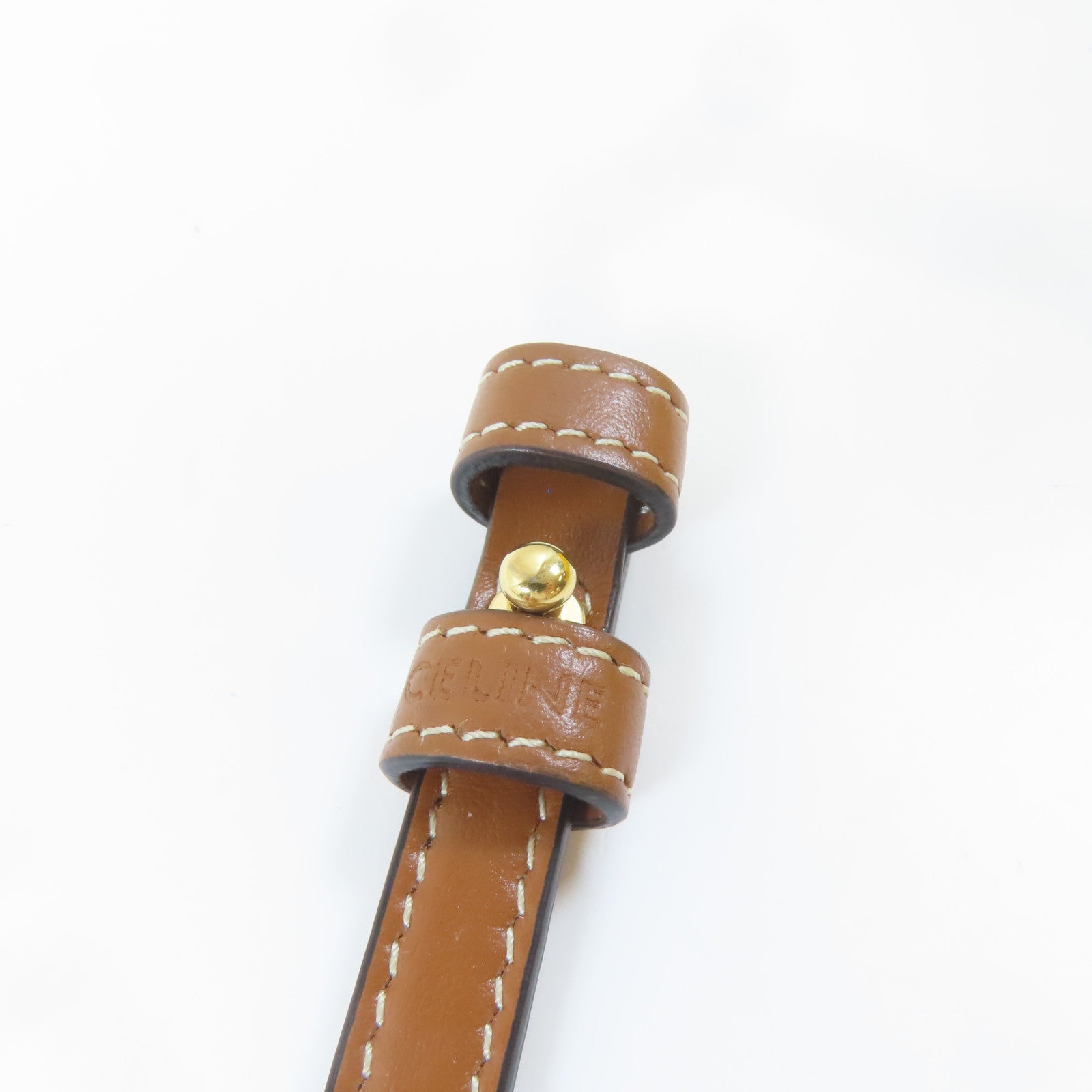 CELINE 塗層帆布Wallet On Strap金扣肩背袋啡色