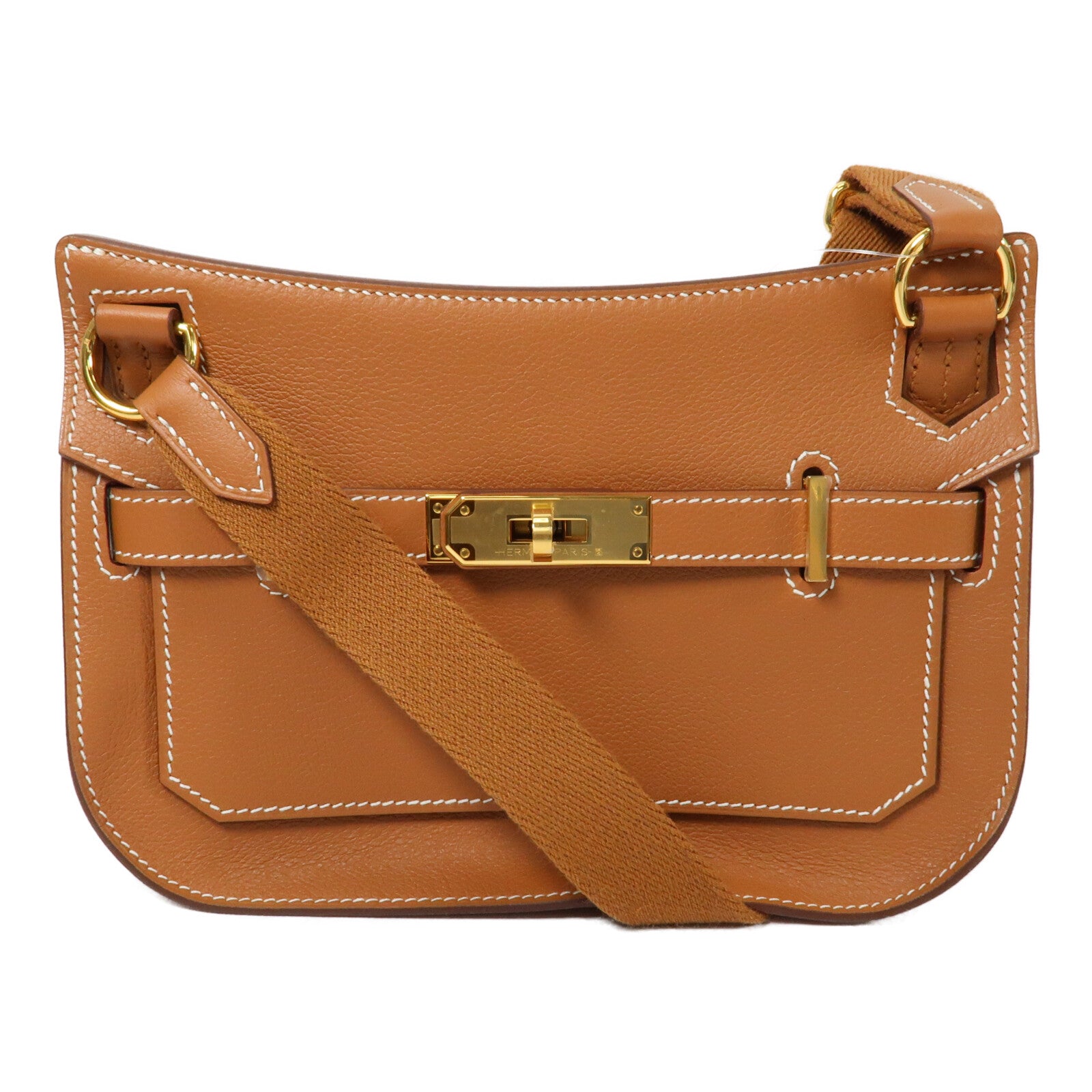 HERMES Evercolor皮革Mini Jypsiere金扣肩背袋Gold