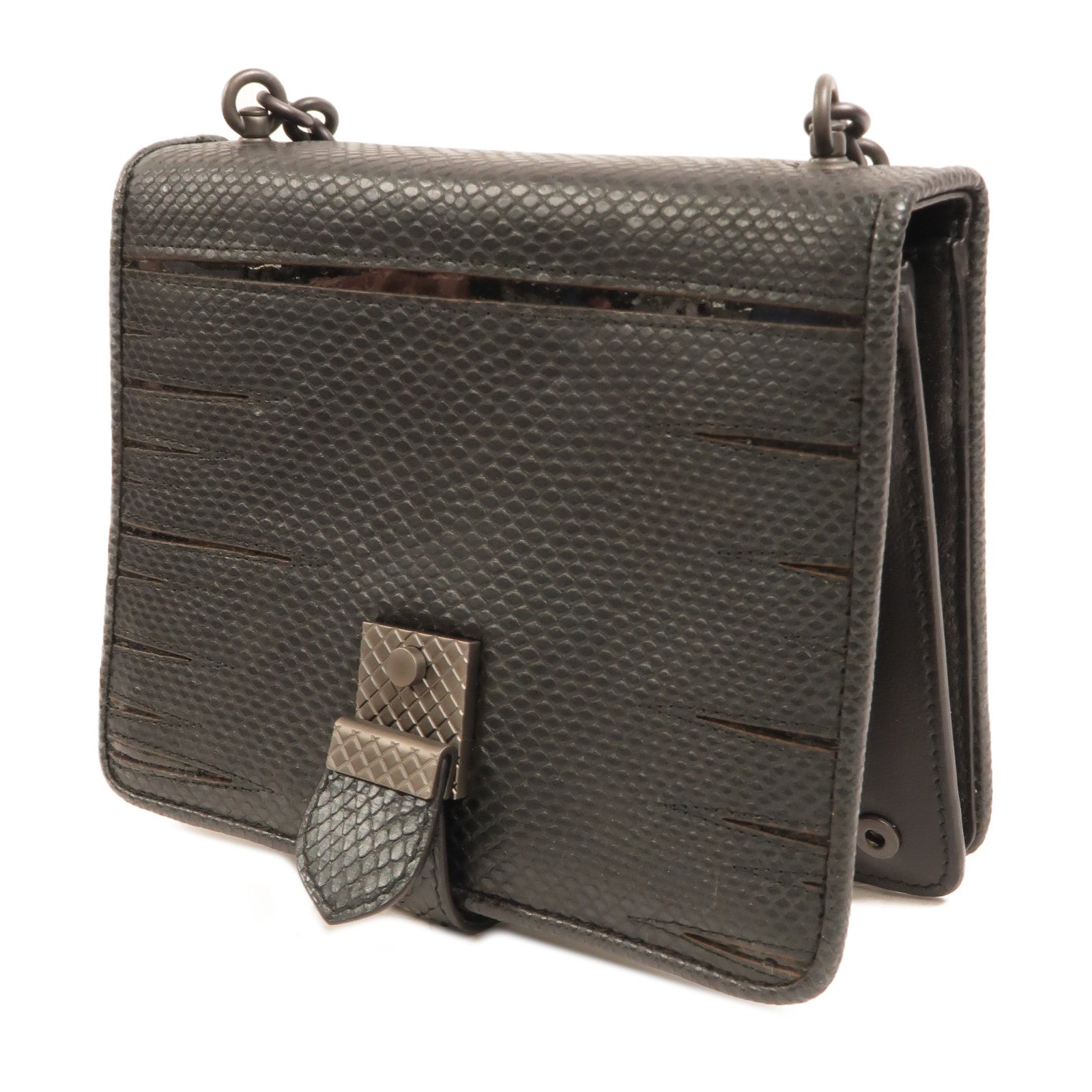 BOTTEGA VENETA 蜥蜴皮革/蛇皮皮革/羊皮皮革Chain Shoulder肩背袋