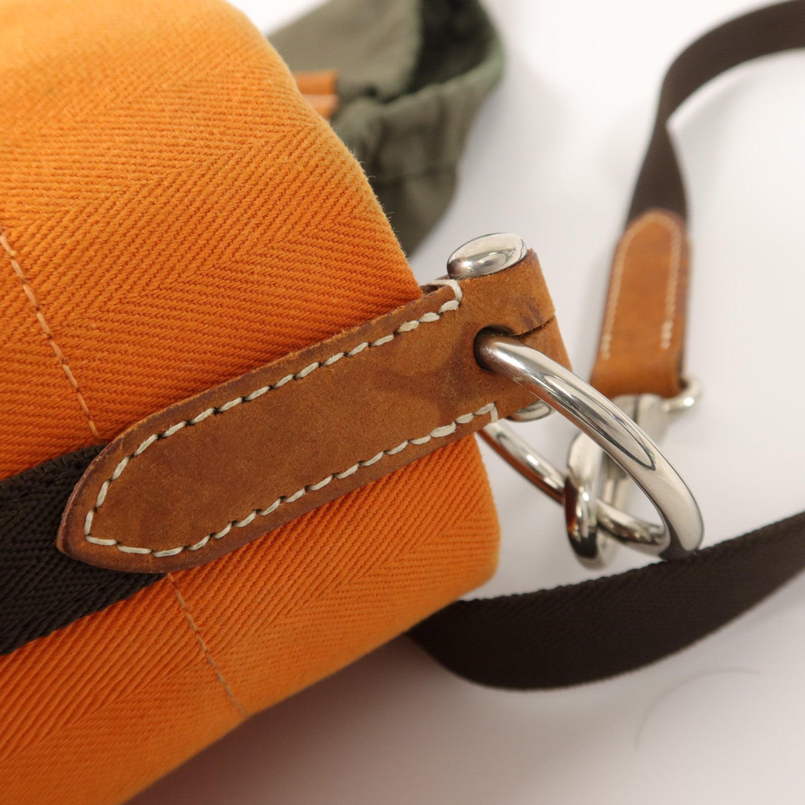 HERMES Toile Sac De Pansage Grooming Bucket Bag肩背袋Orange