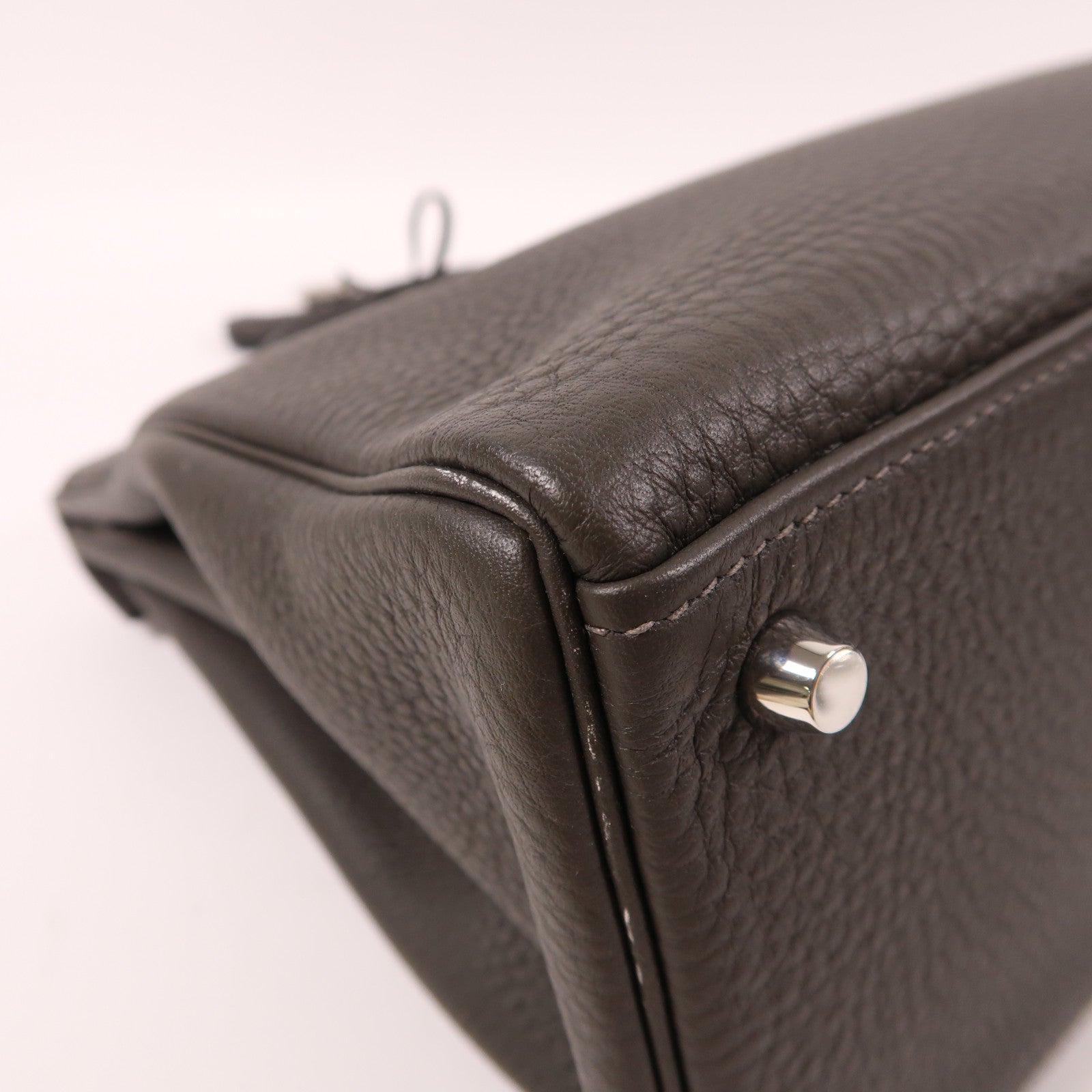 HERMES Clemence皮革Kelly 35銀扣手挽肩背兩用袋石墨灰色