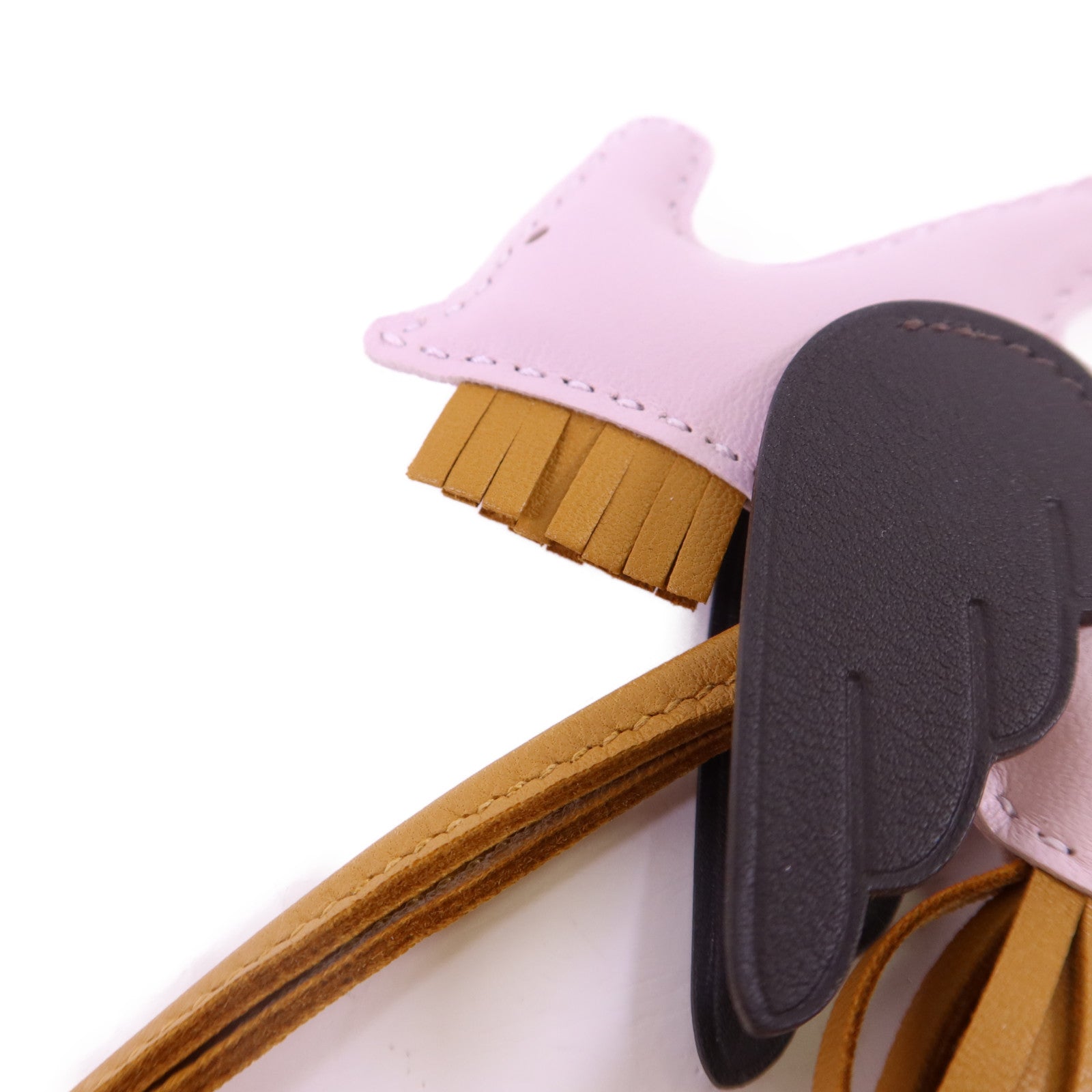 HERMES Milo/Swift皮革Rodeo Pegase PM掛飾Sesame/Ebene/Mauve Pale