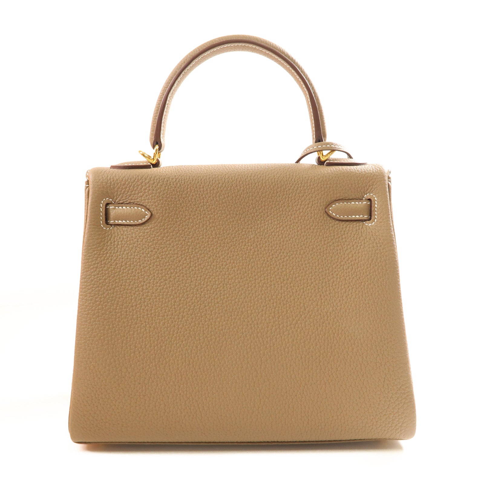 HERMES Celemence皮革Kelly 25金扣手挽肩背兩用袋Etoupe