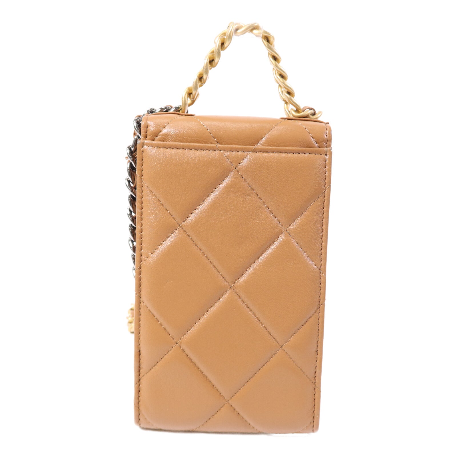 CHANEL 【激減優惠】羊皮皮革CHANEL 19 Phone Bag金扣鏈帶手挽肩背兩用袋
