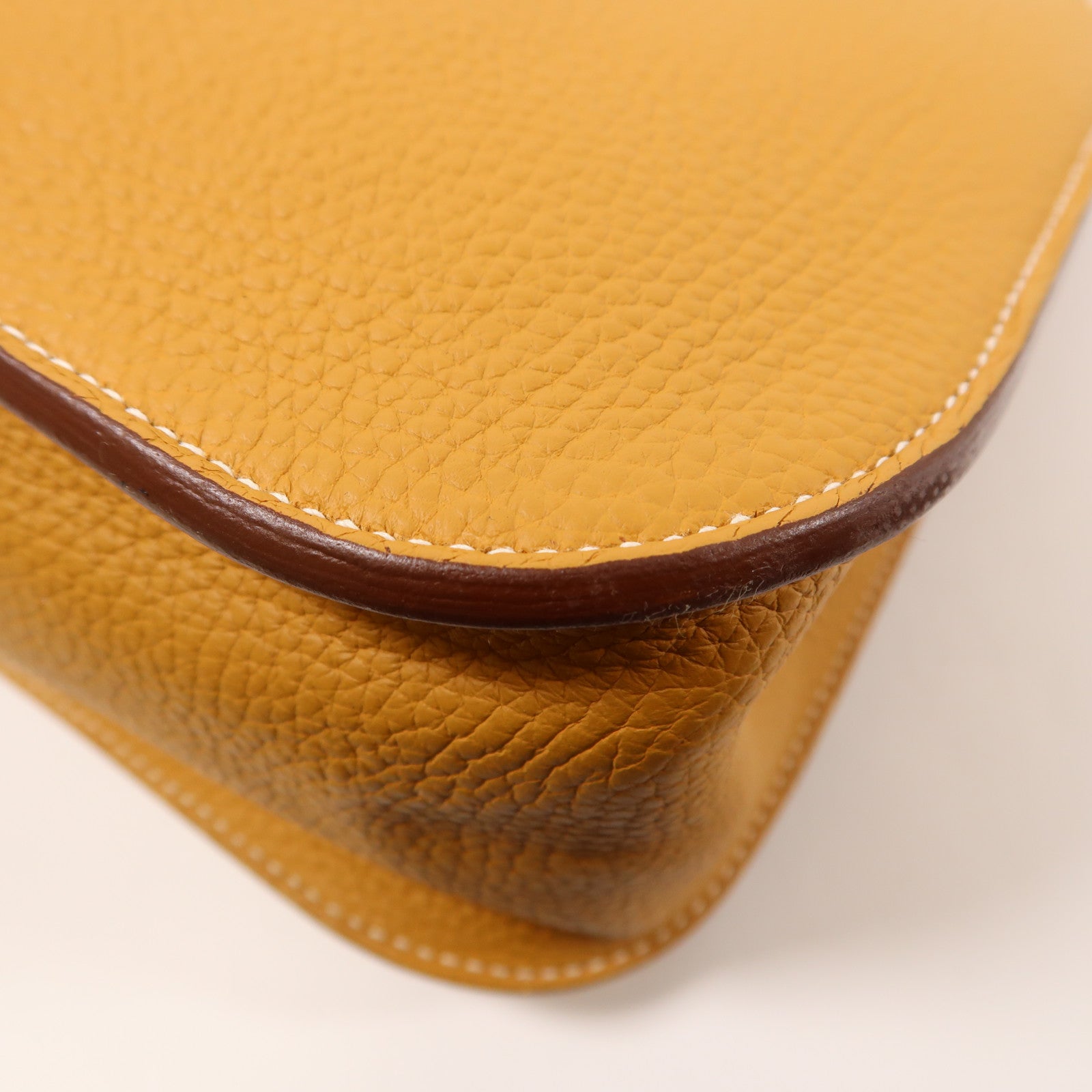 HERMES Clemence皮革Halzan 31銀扣手挽肩背兩用袋Natural Sable