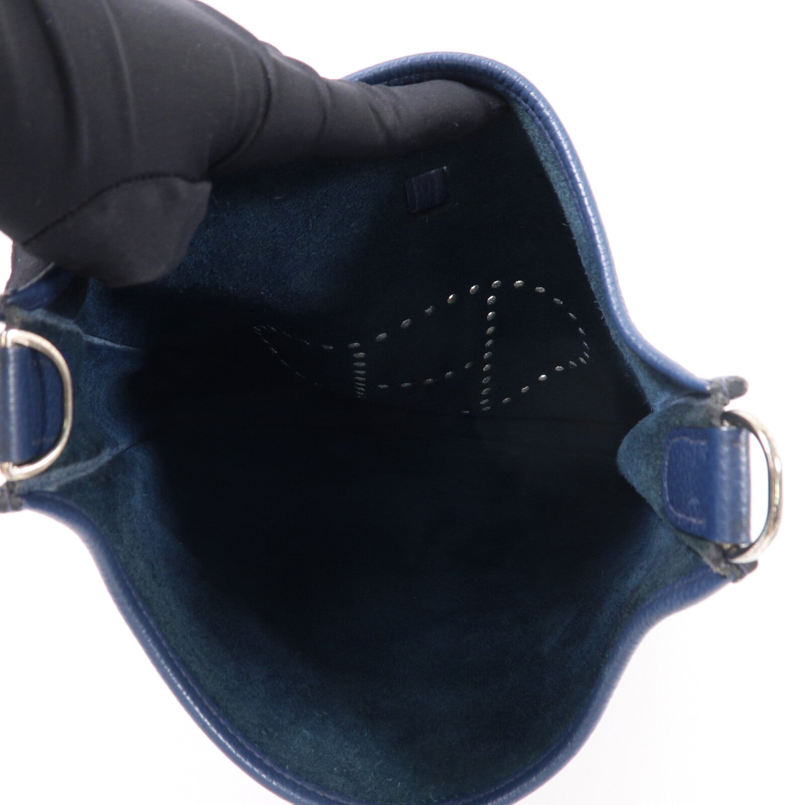 HERMES Clemence皮革Evelyne PM肩背袋Blue Indigo