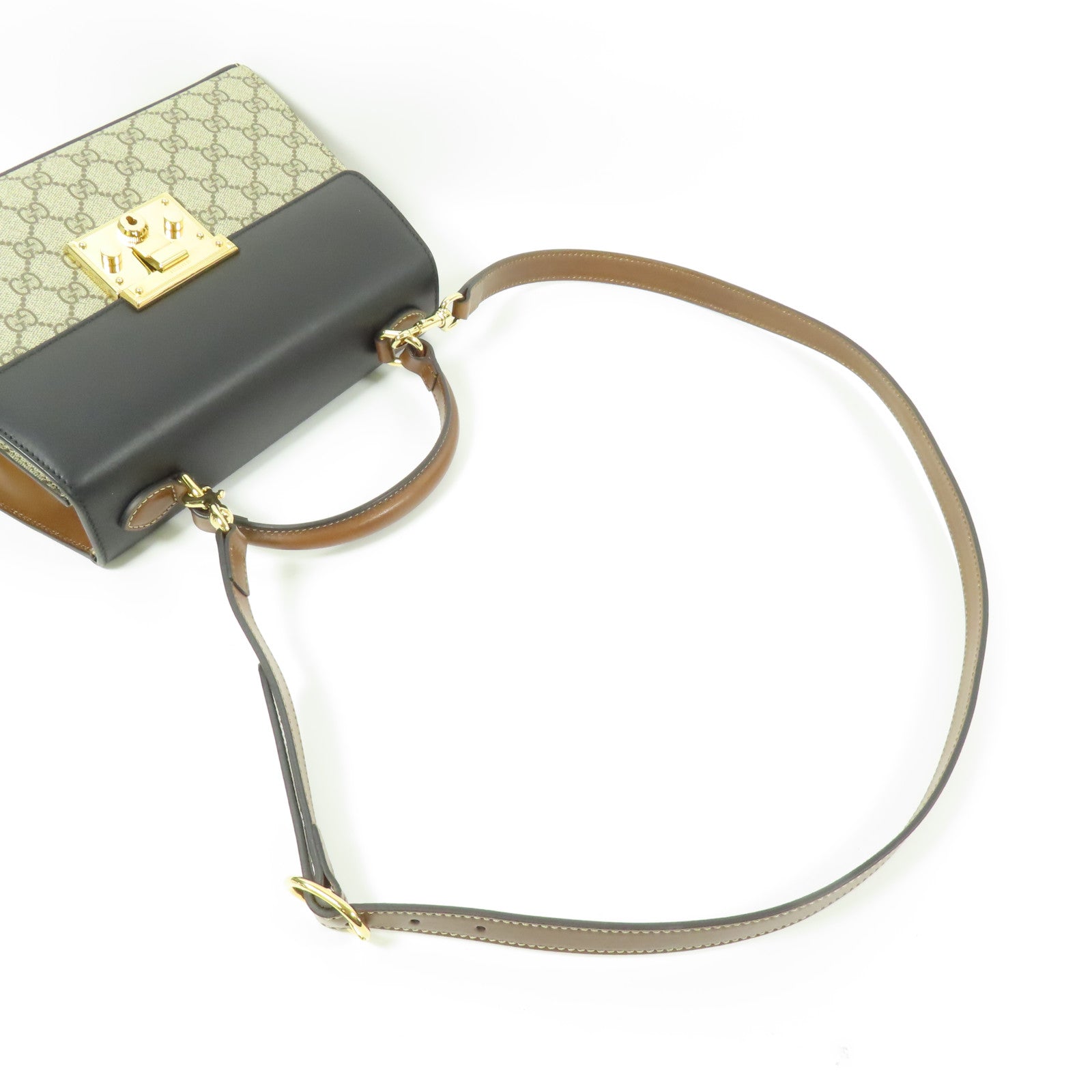 GUCCI 塗層帆布Padlock GG Small金扣手挽肩背兩用袋