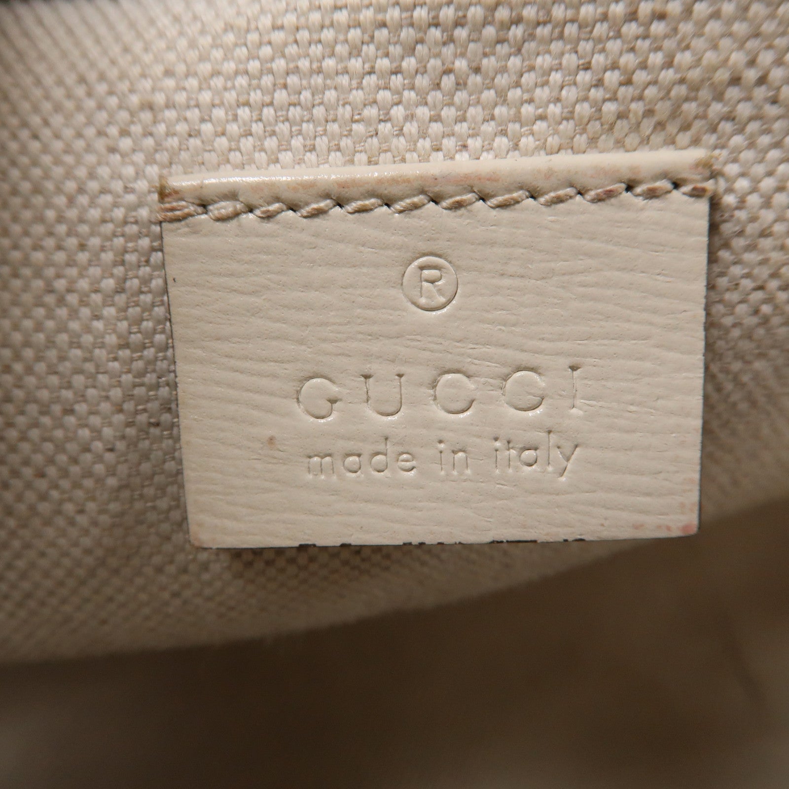 GUCCI 塗層帆布Horsebit 1955 Mini金扣肩背袋白色