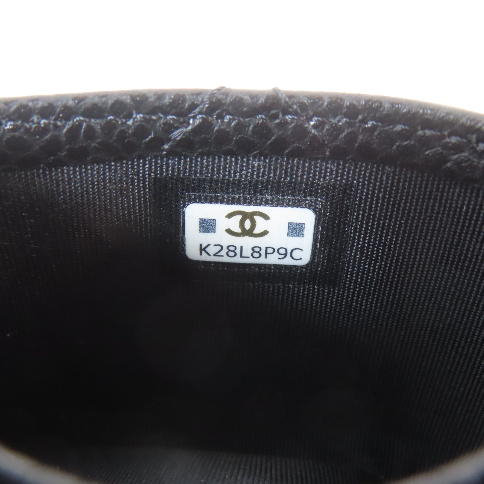 CHANEL 菱格Caviar皮革Card Case金扣卡片套黑色