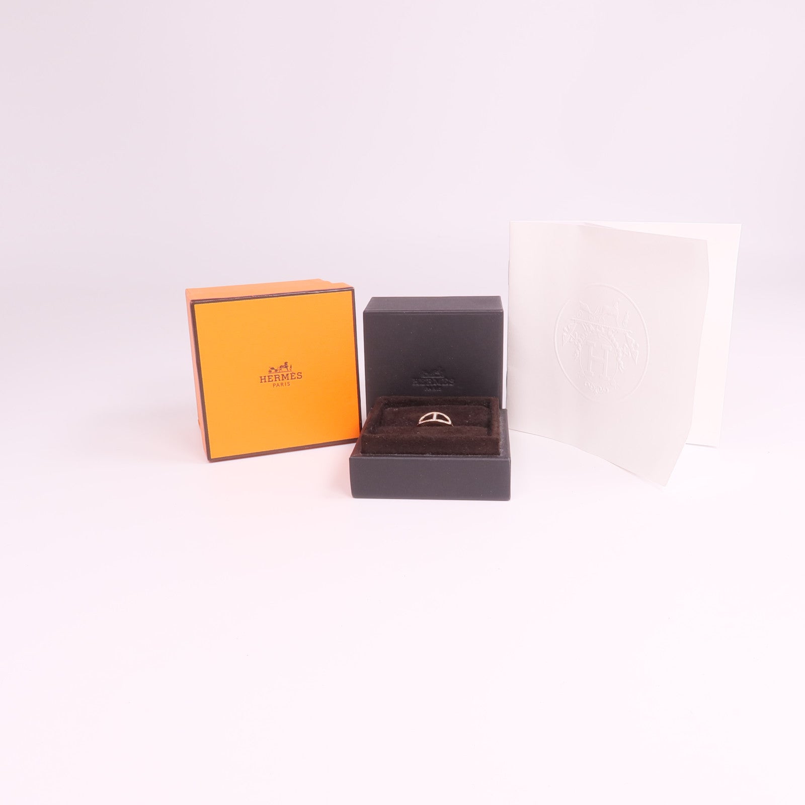 HERMES 18K玫瑰金Chaine d'ancre Contour鑽石戒指