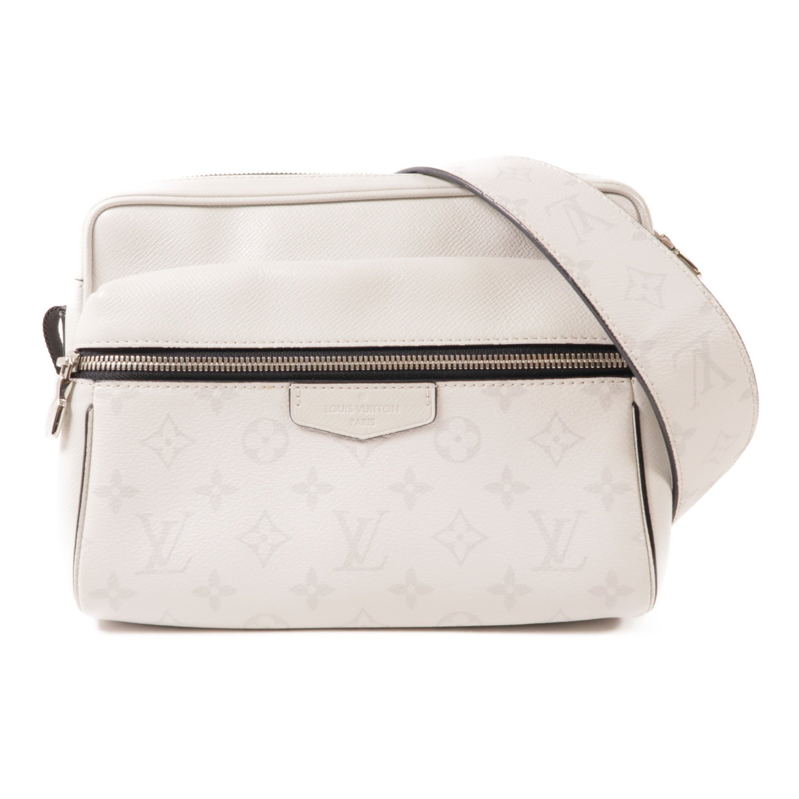 LOUIS VUITTON Monogram/Taiga皮革Outdoor銀扣肩背袋