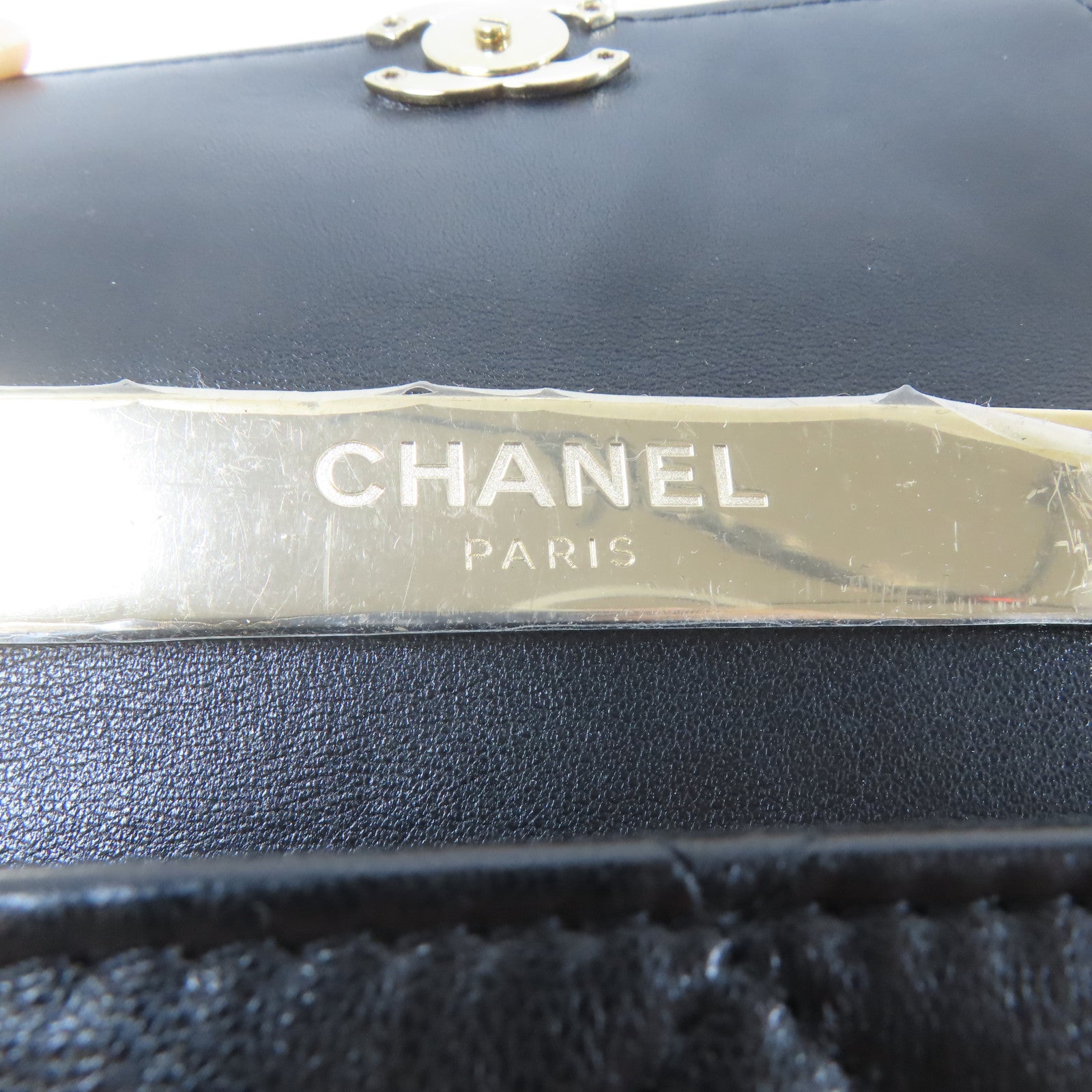 CHANEL 菱格羊皮皮革Mini Flap金扣鏈帶手挽肩背兩用袋黑色