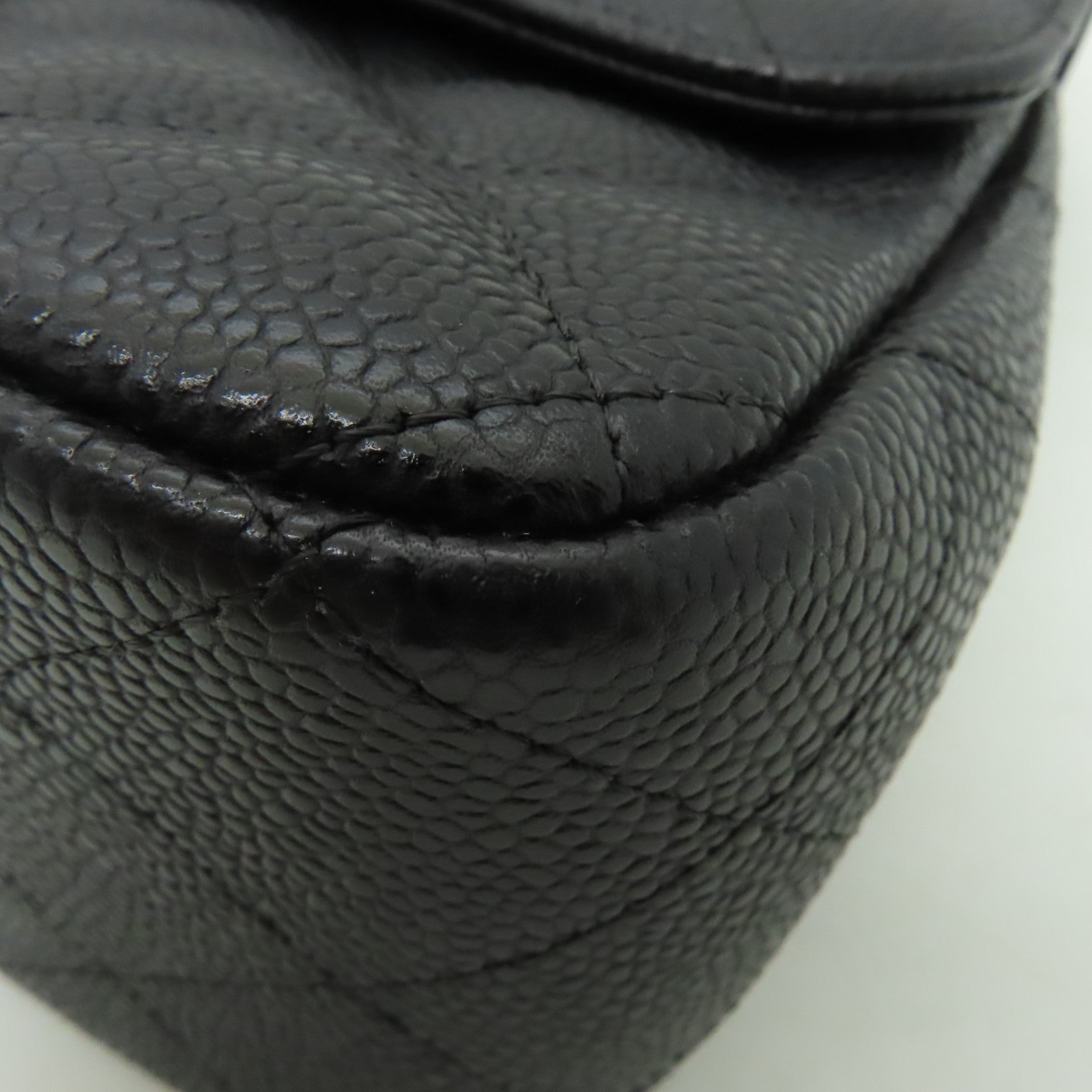 CHANEL 【激減優惠】菱格Caviar皮革Classic Jumbo銀扣鏈帶肩背袋黒色