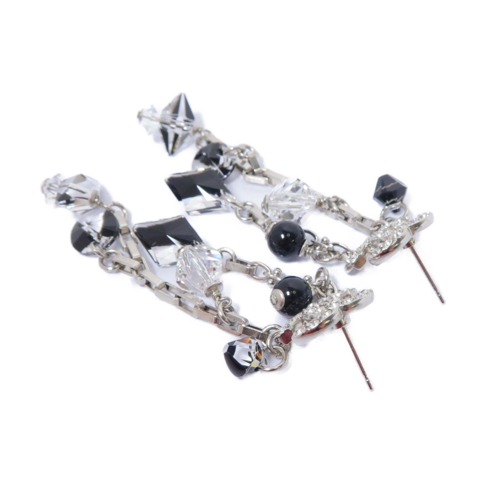 CHANEL 【激減優惠】PVC/金屬Earring耳環銀色/黑色/透明