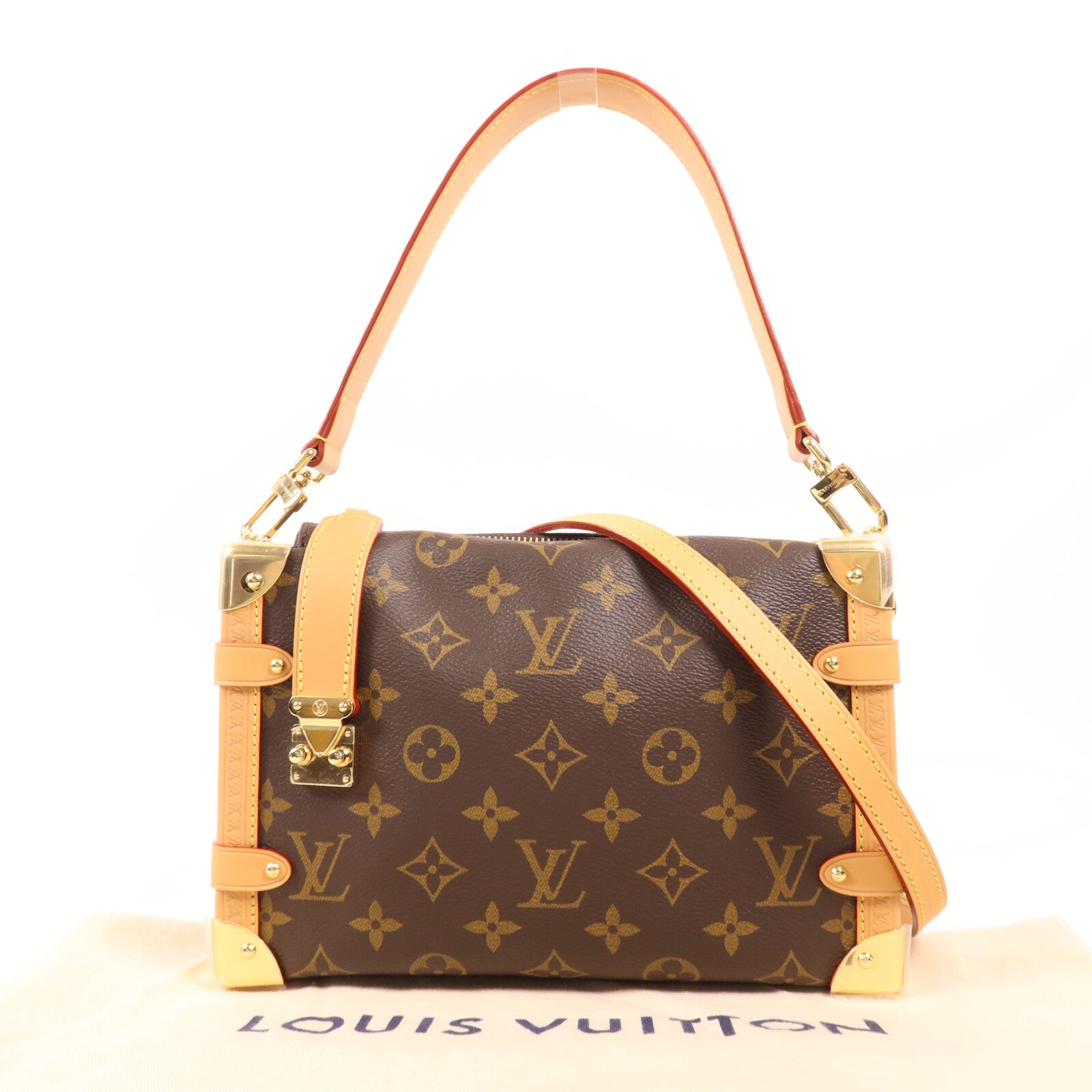 LOUIS VUITTON Monogram Side Trunk金扣手挽肩背兩用袋