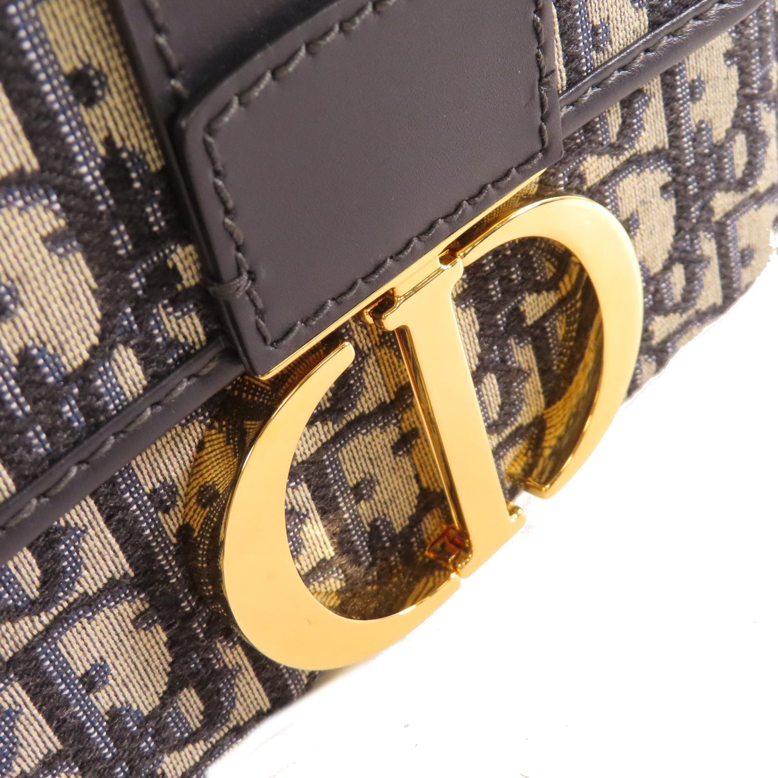 Dior Oblique帆布30 Montaigne Mini Shoulder Bag金扣肩背袋寶藍色
