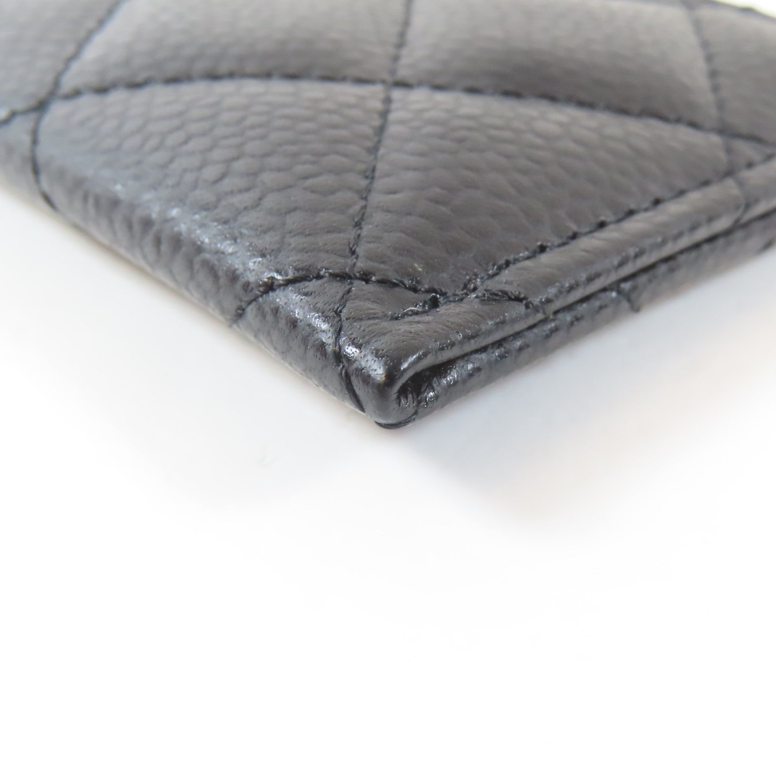 CHANEL 菱格Caviar皮革Card Case金扣卡片套黑色