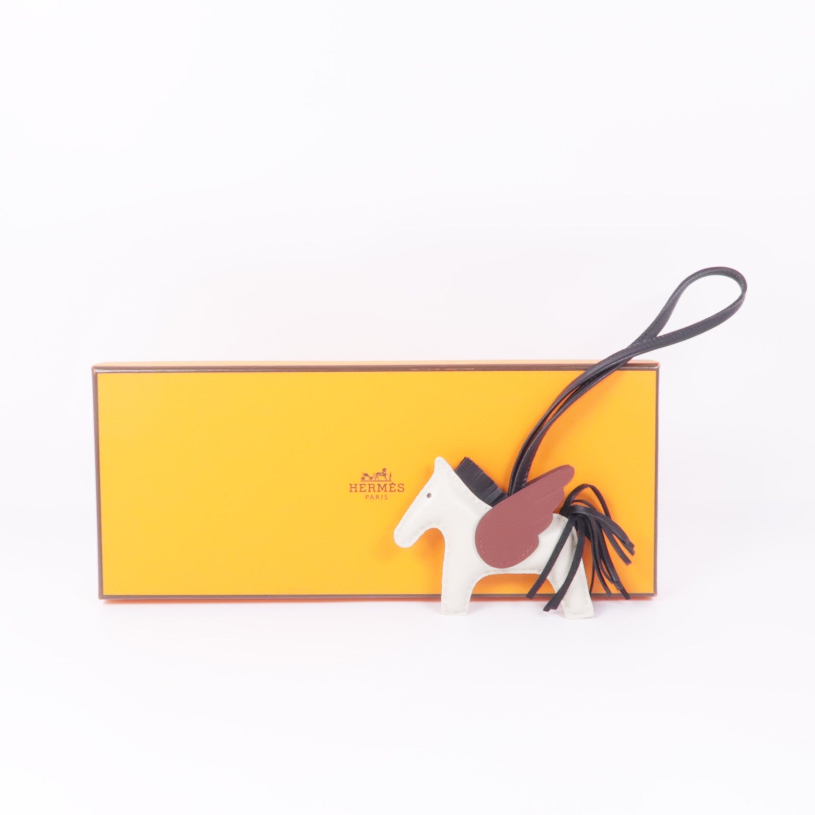 HERMES Rodeo Pegase PM Charm Milo Veau Swift Leather Craie Noir Rouge H