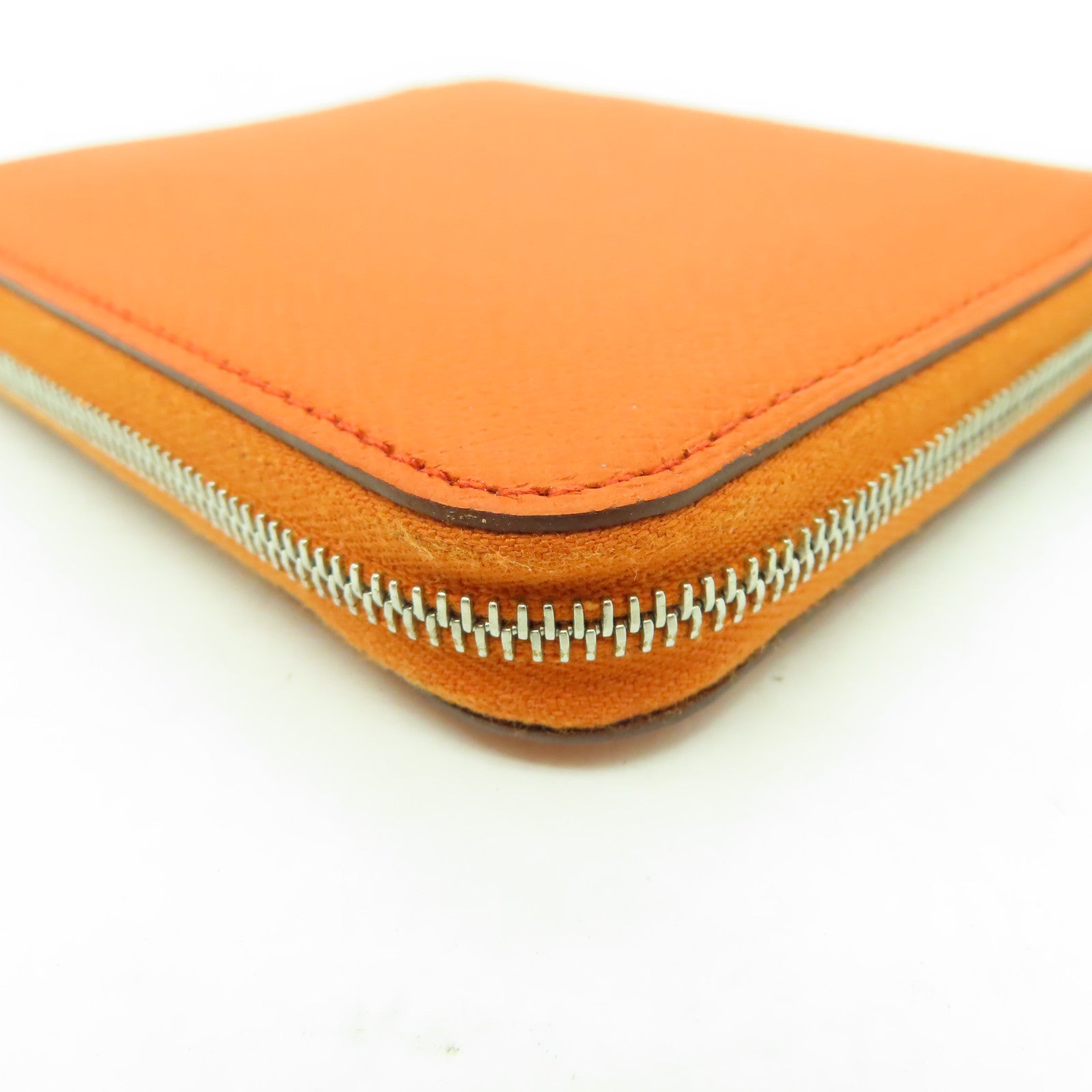 HERMES Epsom皮革Silk In Compact銀扣錢包橙色