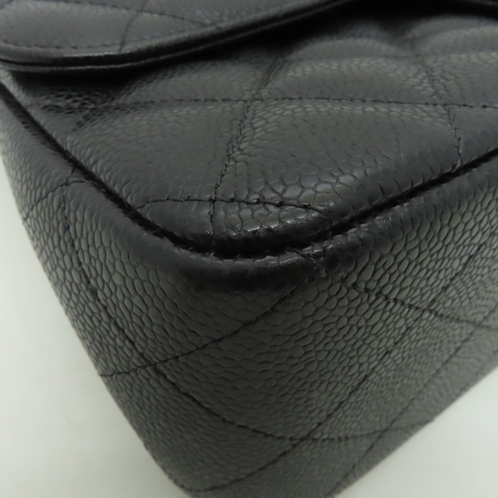 CHANEL 【激減優惠】菱格Caviar皮革Classic Jumbo銀扣鏈帶肩背袋黒色