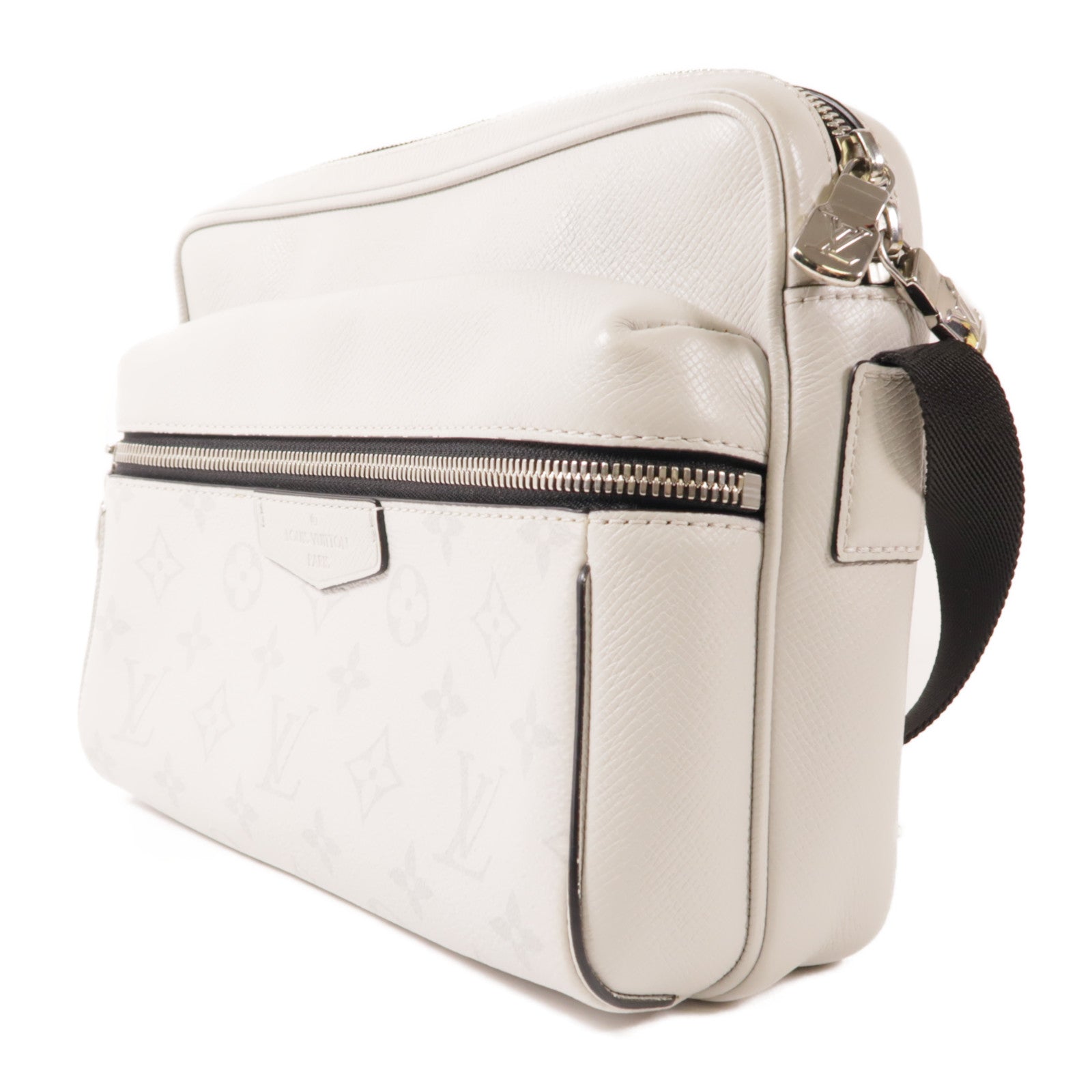 LOUIS VUITTON Monogram/Taiga皮革Outdoor銀扣肩背袋