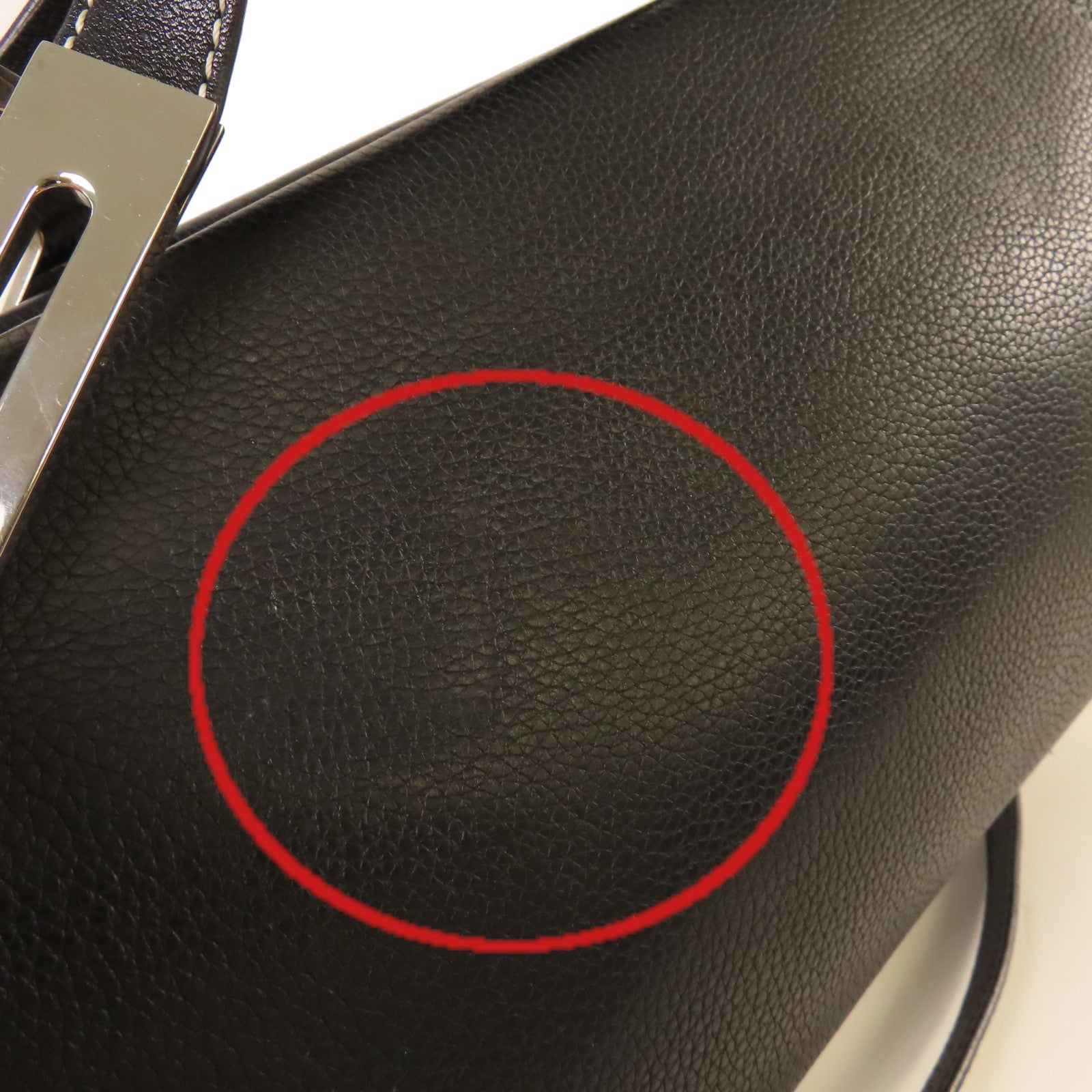 LOEWE 牛皮皮革2Way Shoulder Bag銀扣手挽肩背兩用袋黑色