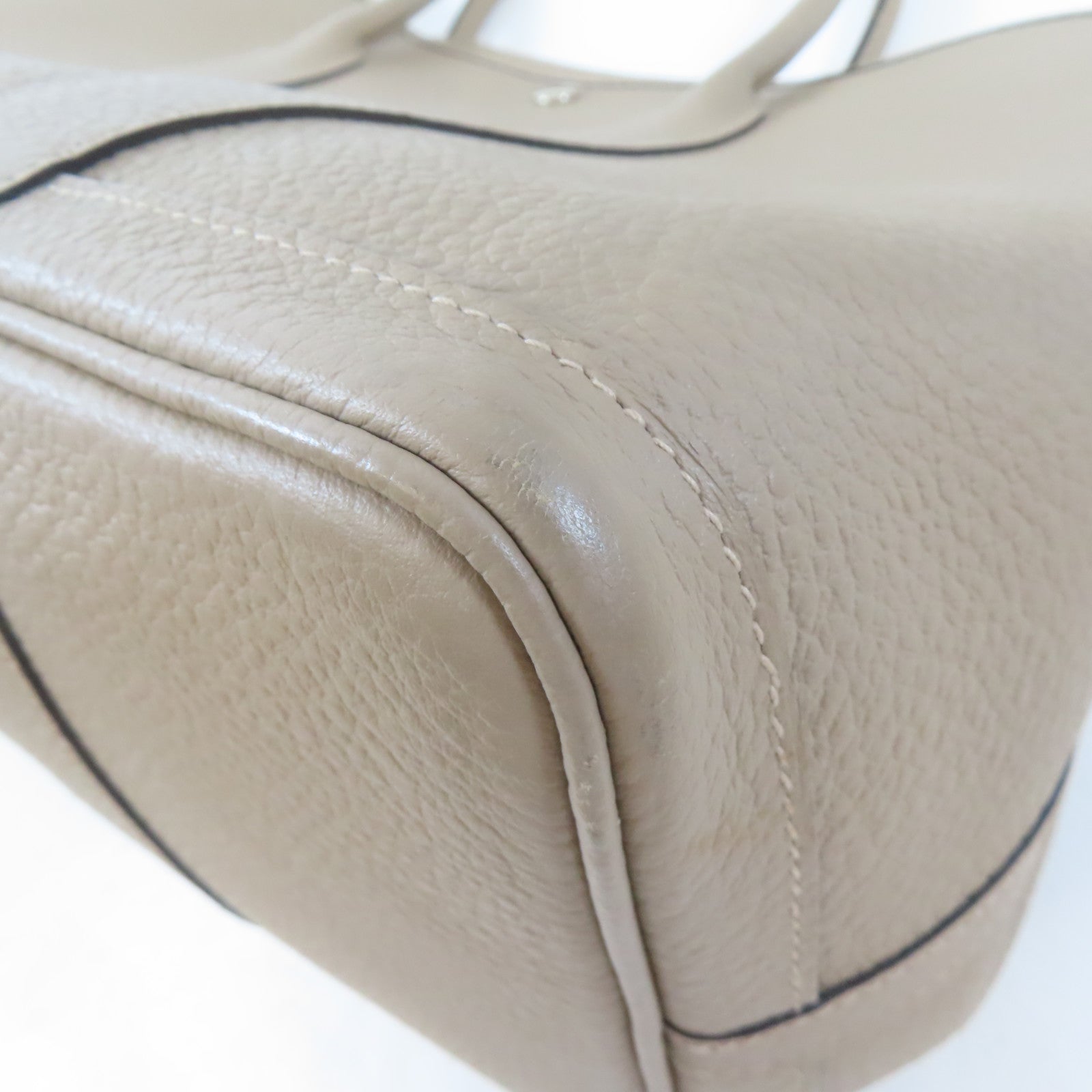 HERMES Country皮革Garden Party PM銀扣手挽袋Gris Tourterelle/淺灰色