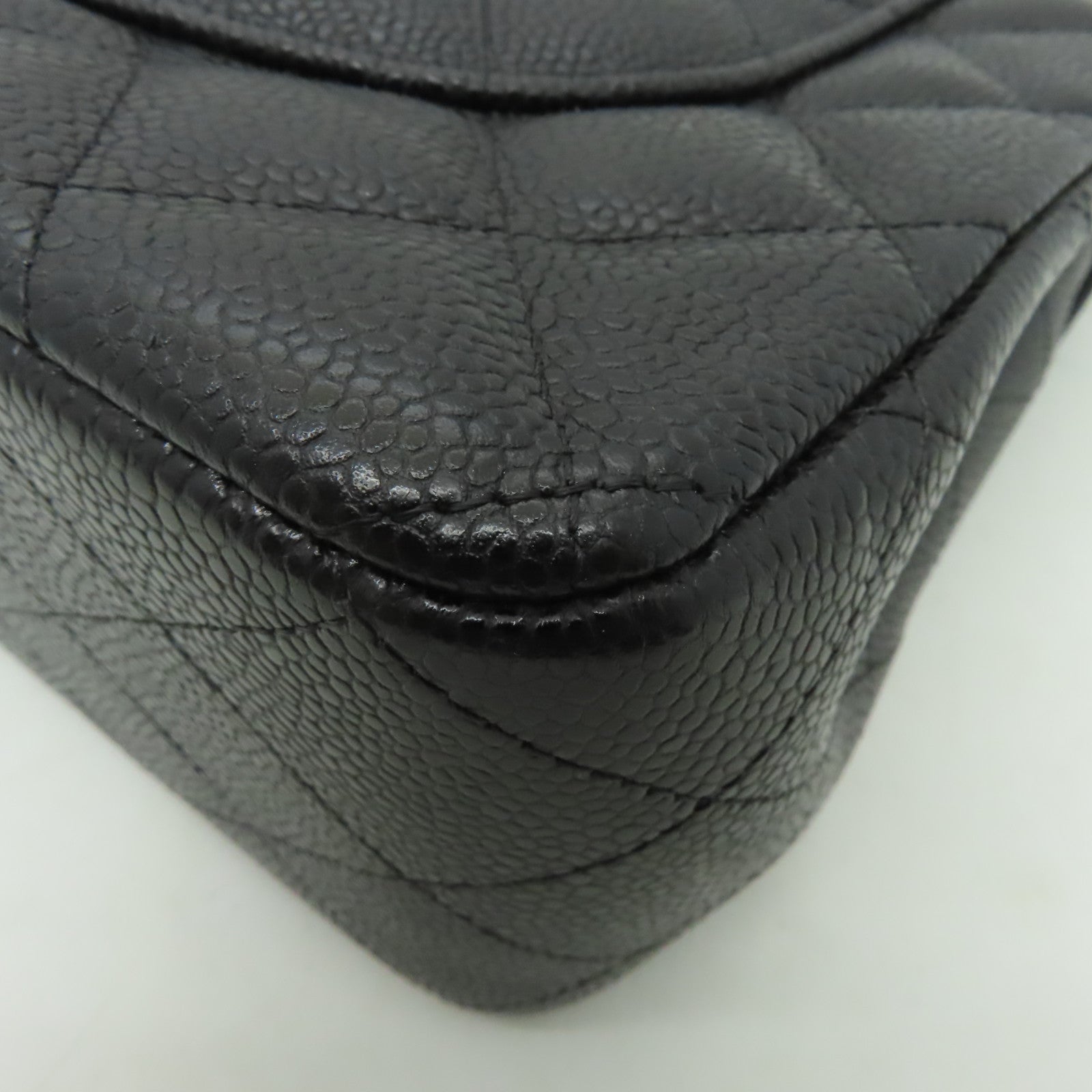 CHANEL 【激減優惠】菱格Caviar皮革Classic Jumbo銀扣鏈帶肩背袋黒色