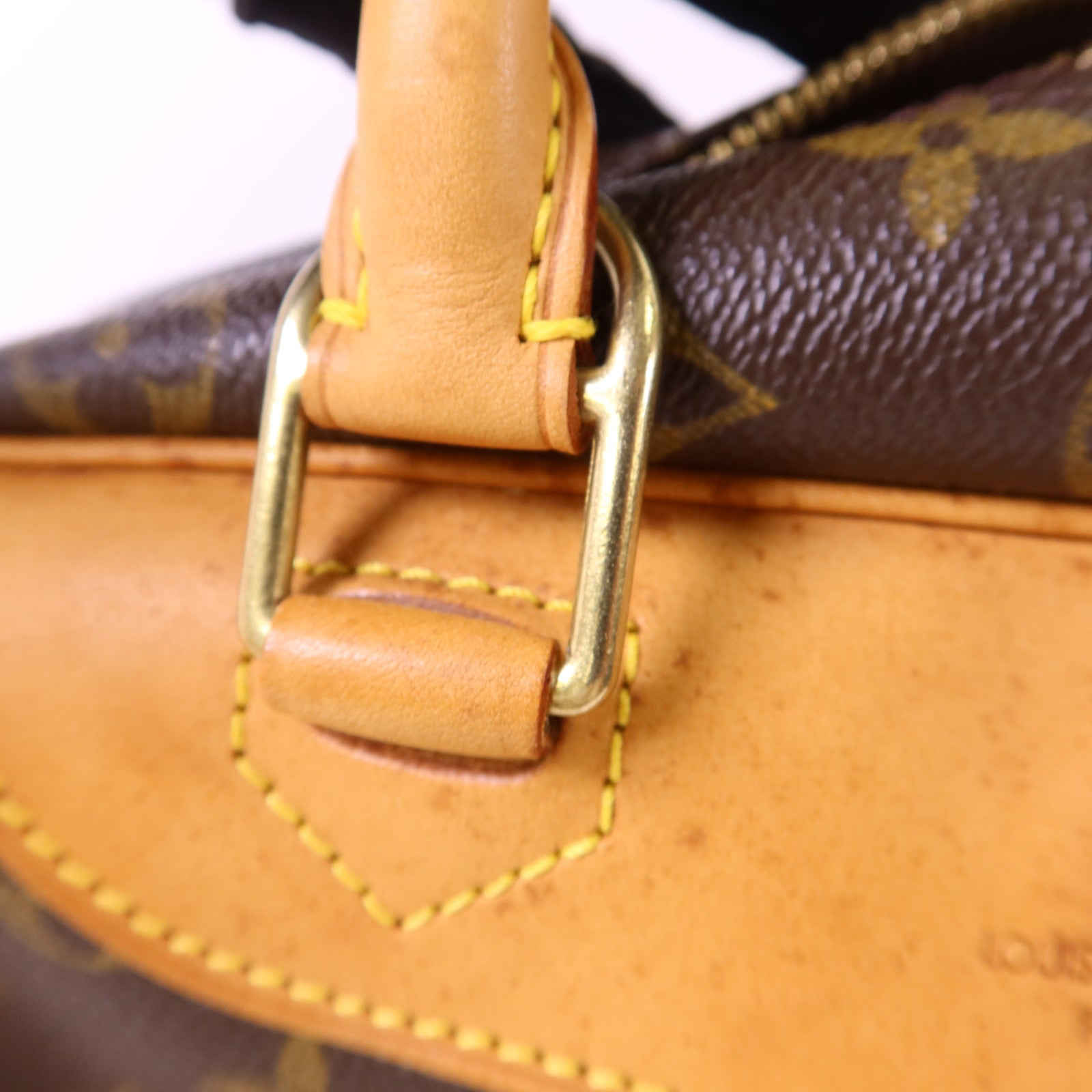 LOUIS VUITTON Monogram Deauville金扣手挽袋棕色