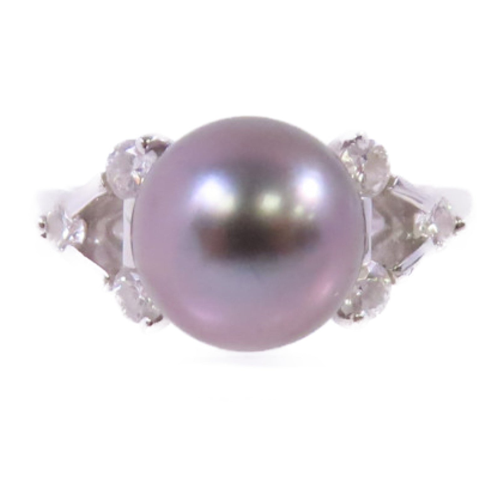 JEWELRY 18K白金Pearl/Diamond Ring珍珠/0.31ct鑽石戒指US#5