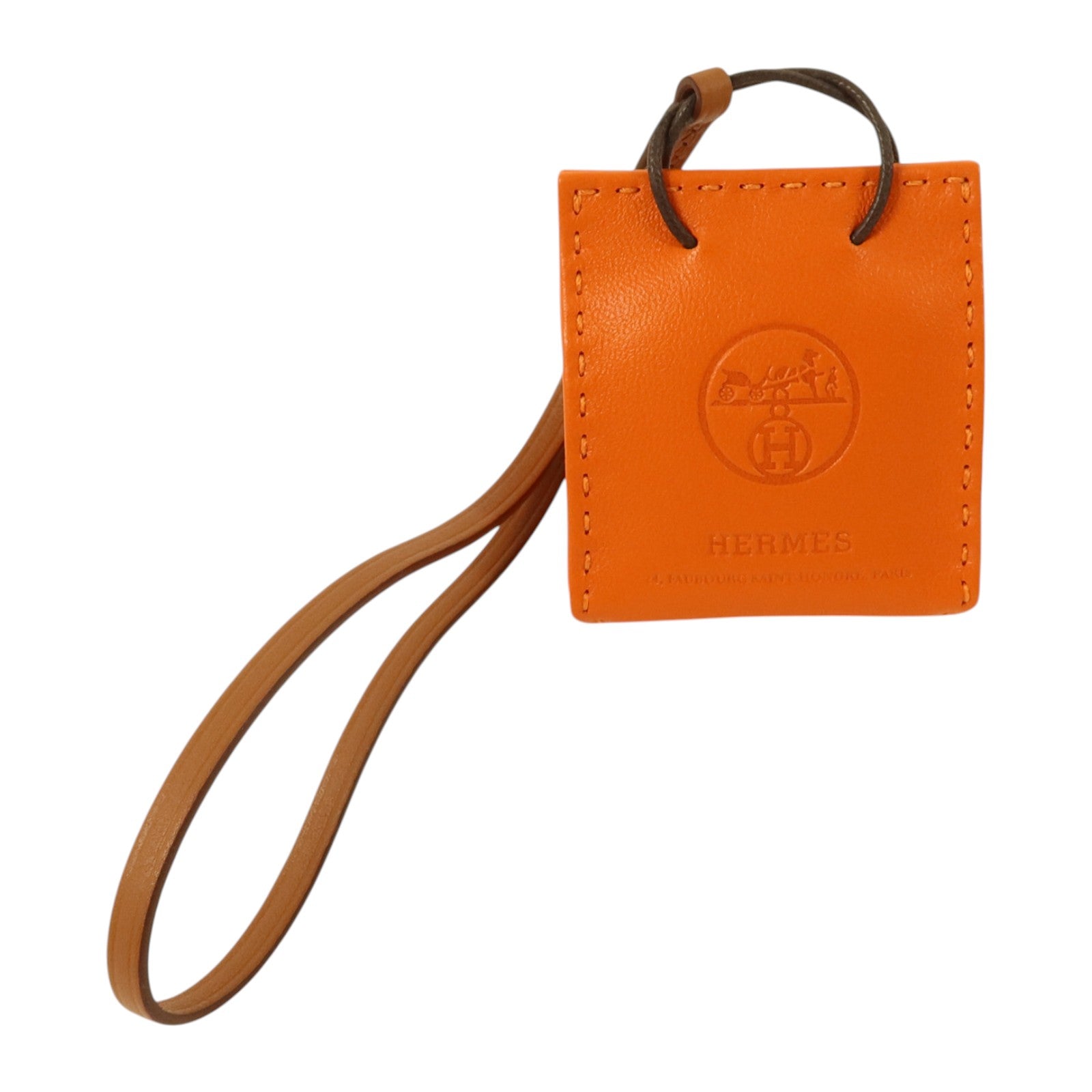 HERMES Milo皮革Sac Orange Bag Charm掛飾