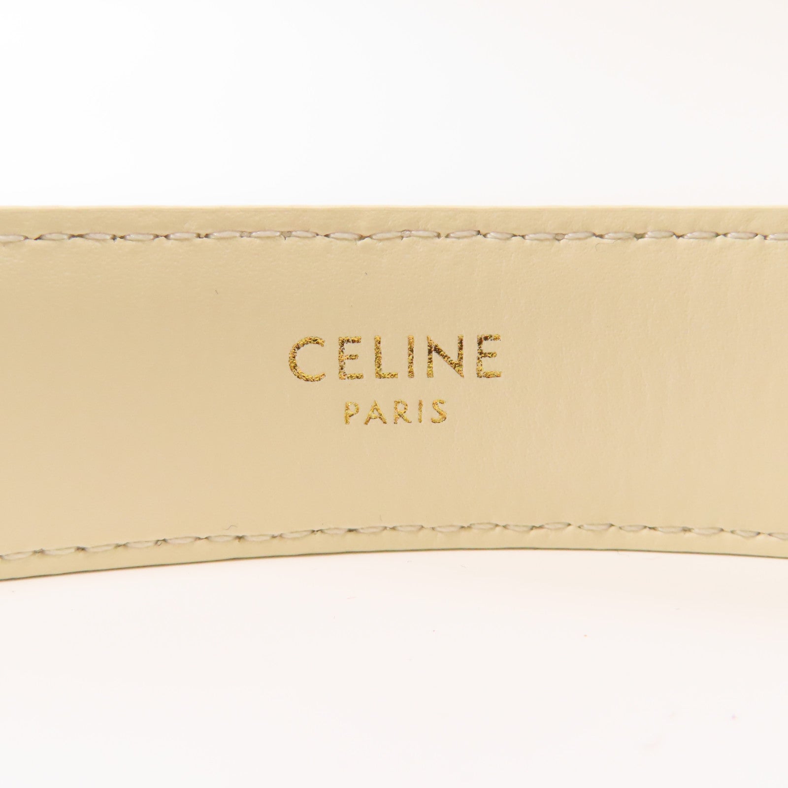 CELINE 牛皮皮革Belt金扣皮帶白色