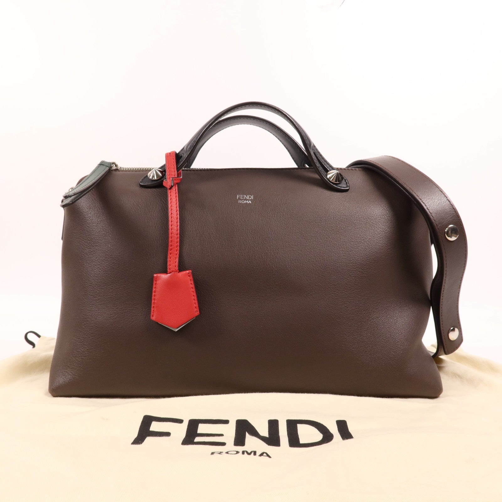 FENDI 牛皮皮革By The Way銀扣手挽肩背兩用袋
