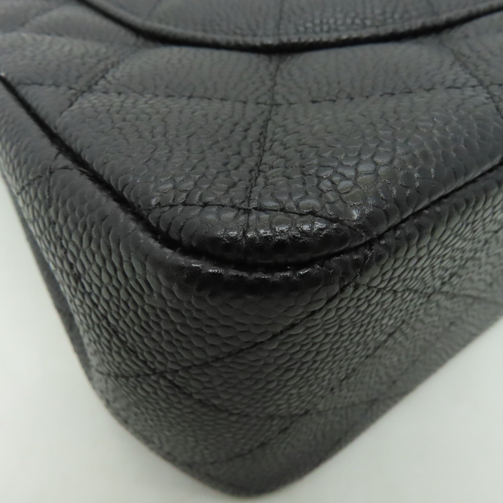 CHANEL 【激減優惠】菱格Caviar皮革Classic Jumbo銀扣鏈帶肩背袋黒色