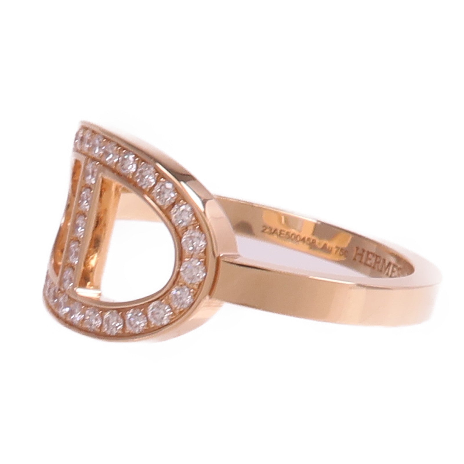 HERMES 18K玫瑰金Chaine d'ancre Contour鑽石戒指