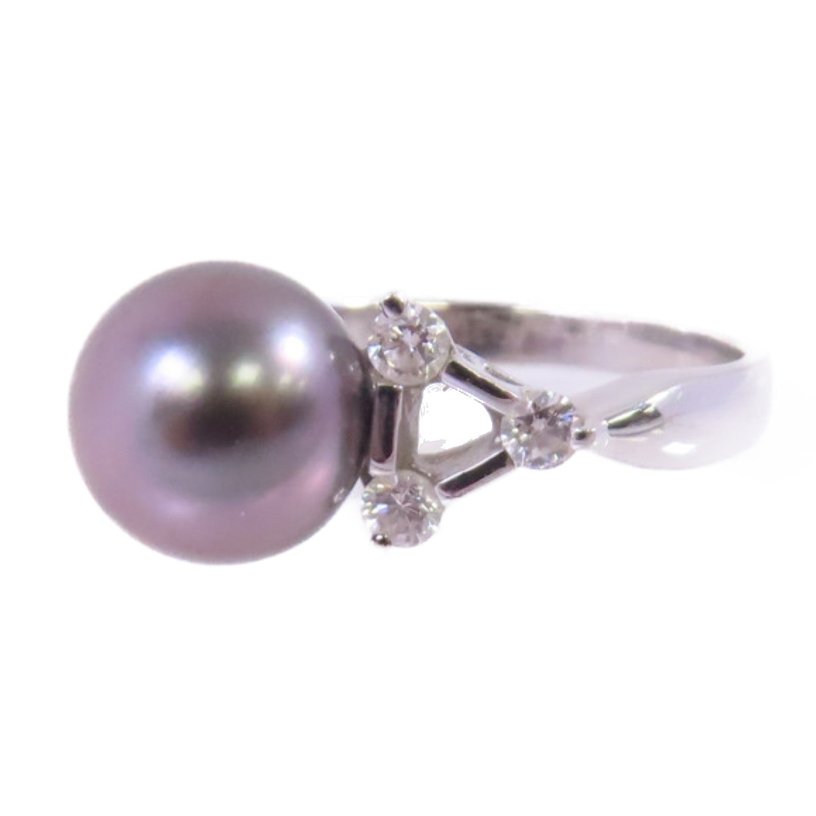 JEWELRY 18K白金Pearl/Diamond Ring珍珠/0.31ct鑽石戒指US#5