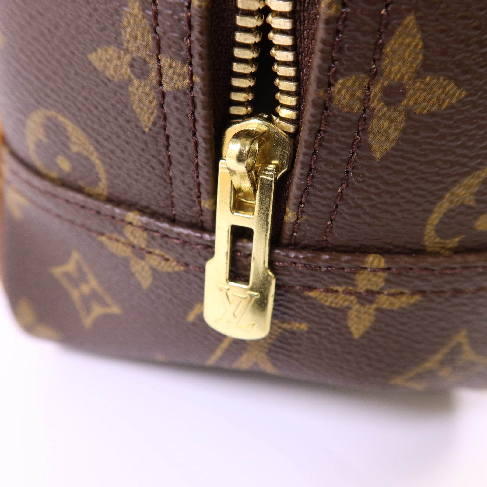 LOUIS VUITTON Monogram Deauville金扣手挽袋棕色