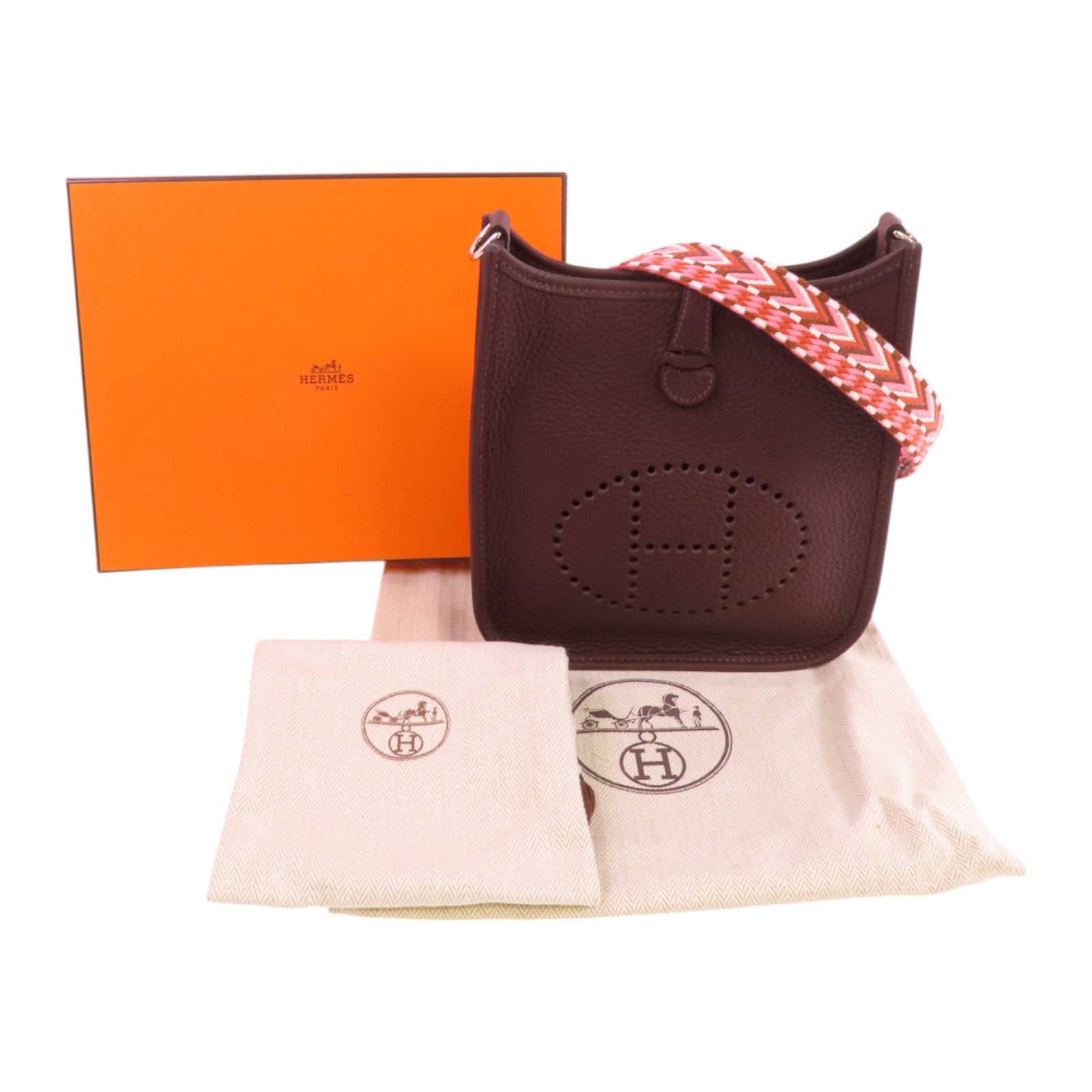 HERMES Clemence皮革Evelyne TPM銀扣肩背袋